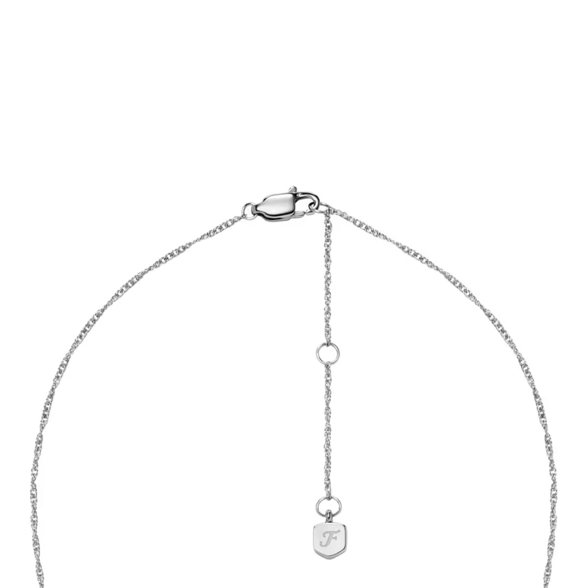 Fossil Legacy Heart Stainless Steel Rotating Pendant Ladies Necklace JF04836040