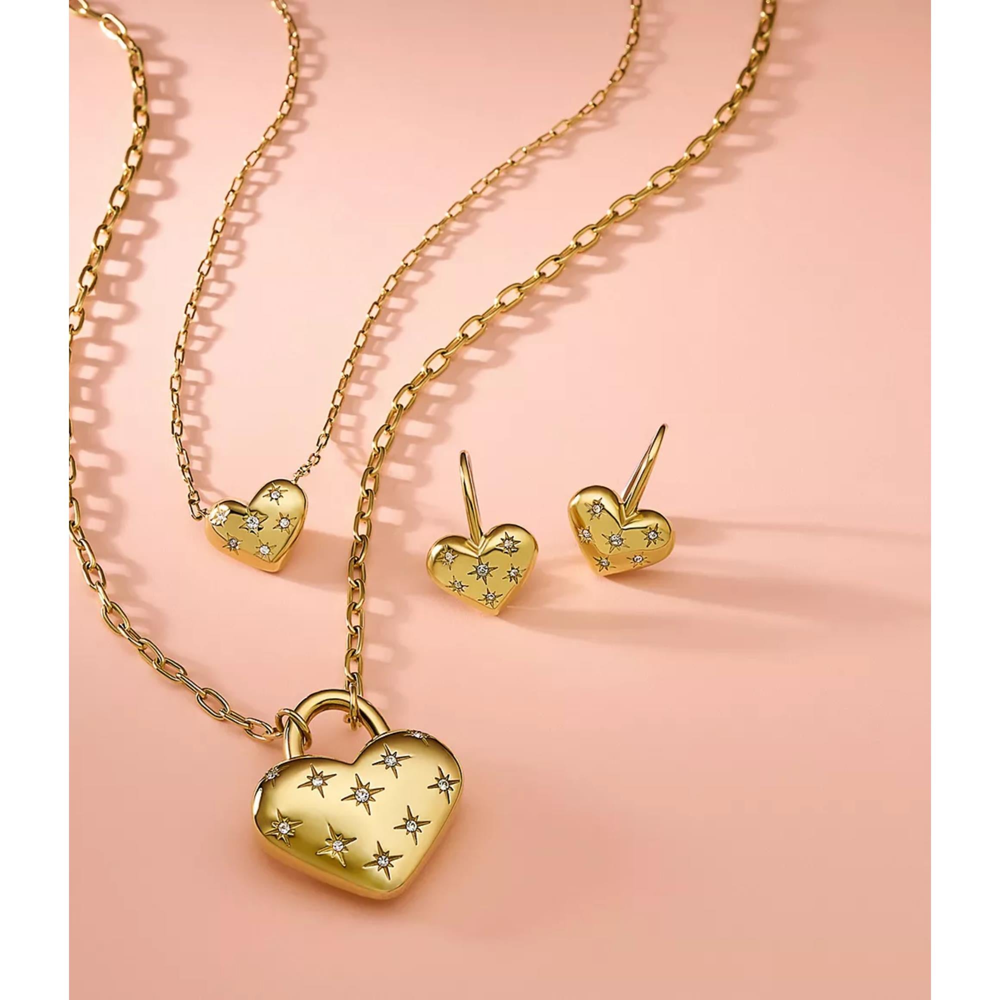 Fossil Sadie All My Love Gold-Tone Stainless Steel Heart Drop Ladies Earrings JF04833710