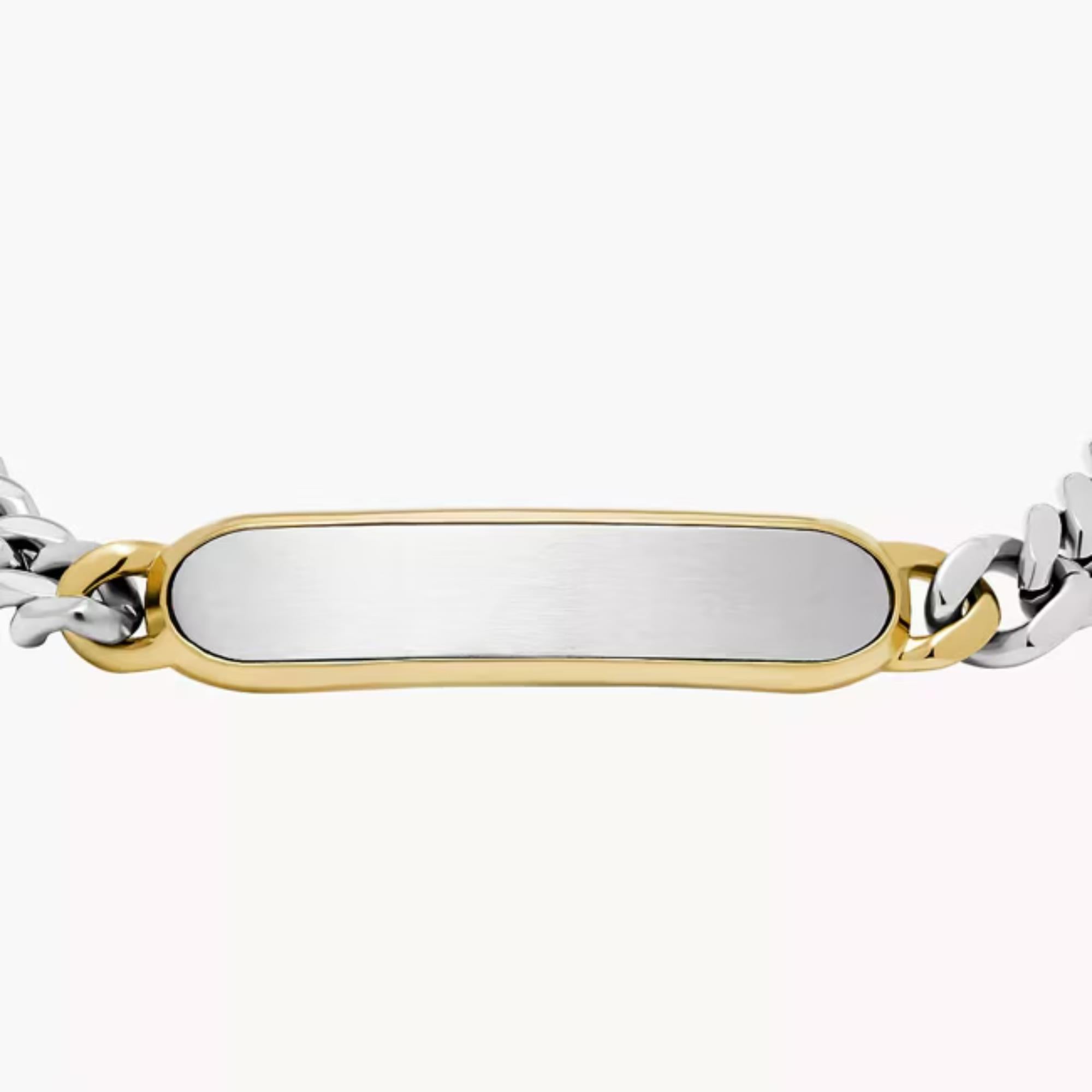 Fossil Drew Two-Tone Stainless Steel ID Men's Bracelet JF04851998