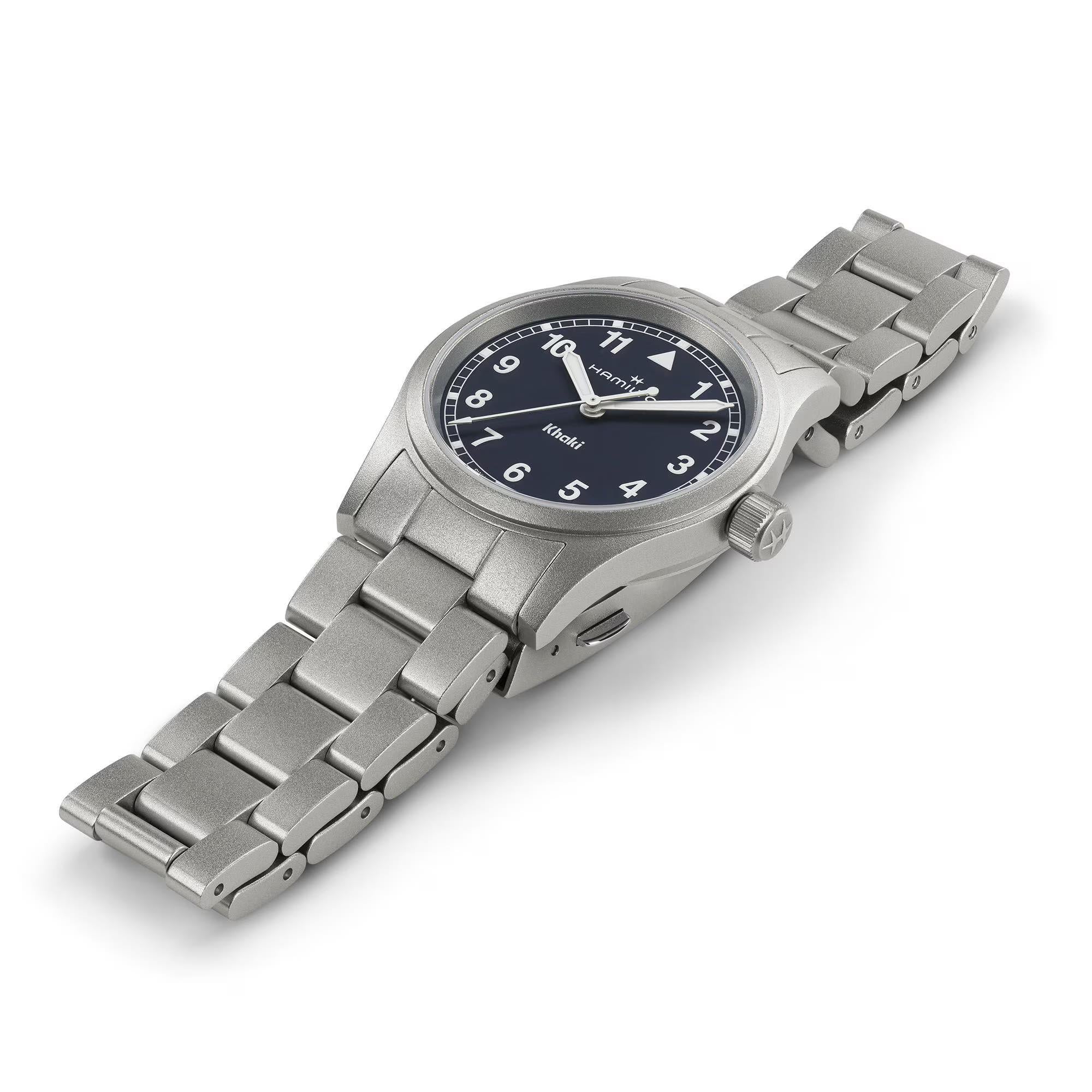 Hamilton Khaki Field Quartz Blue Dial Steel Strap Unisex Watch H69301140
