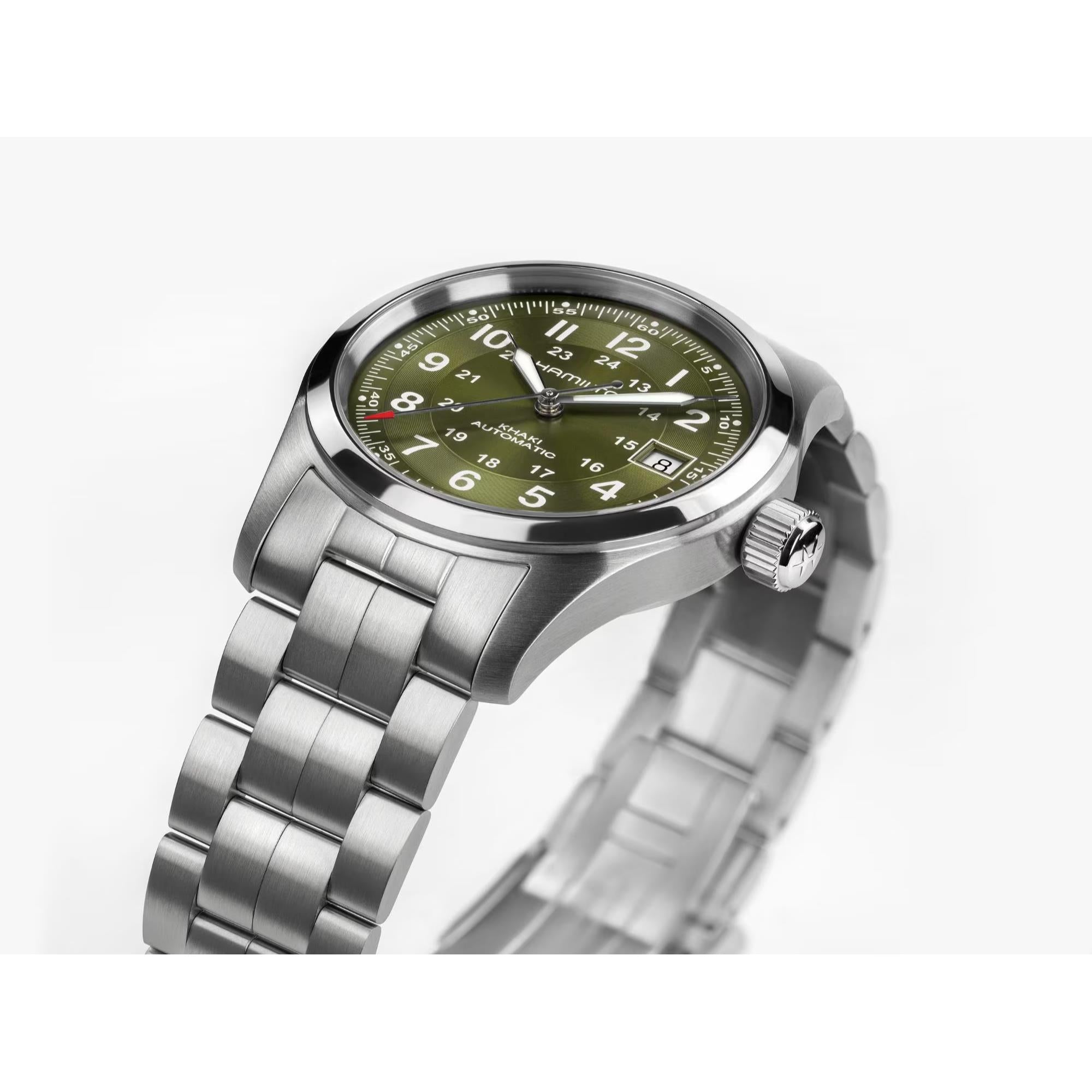 Hamilton Khaki Field Green Dial Stainless Steel Strap Men's Watch H70455160