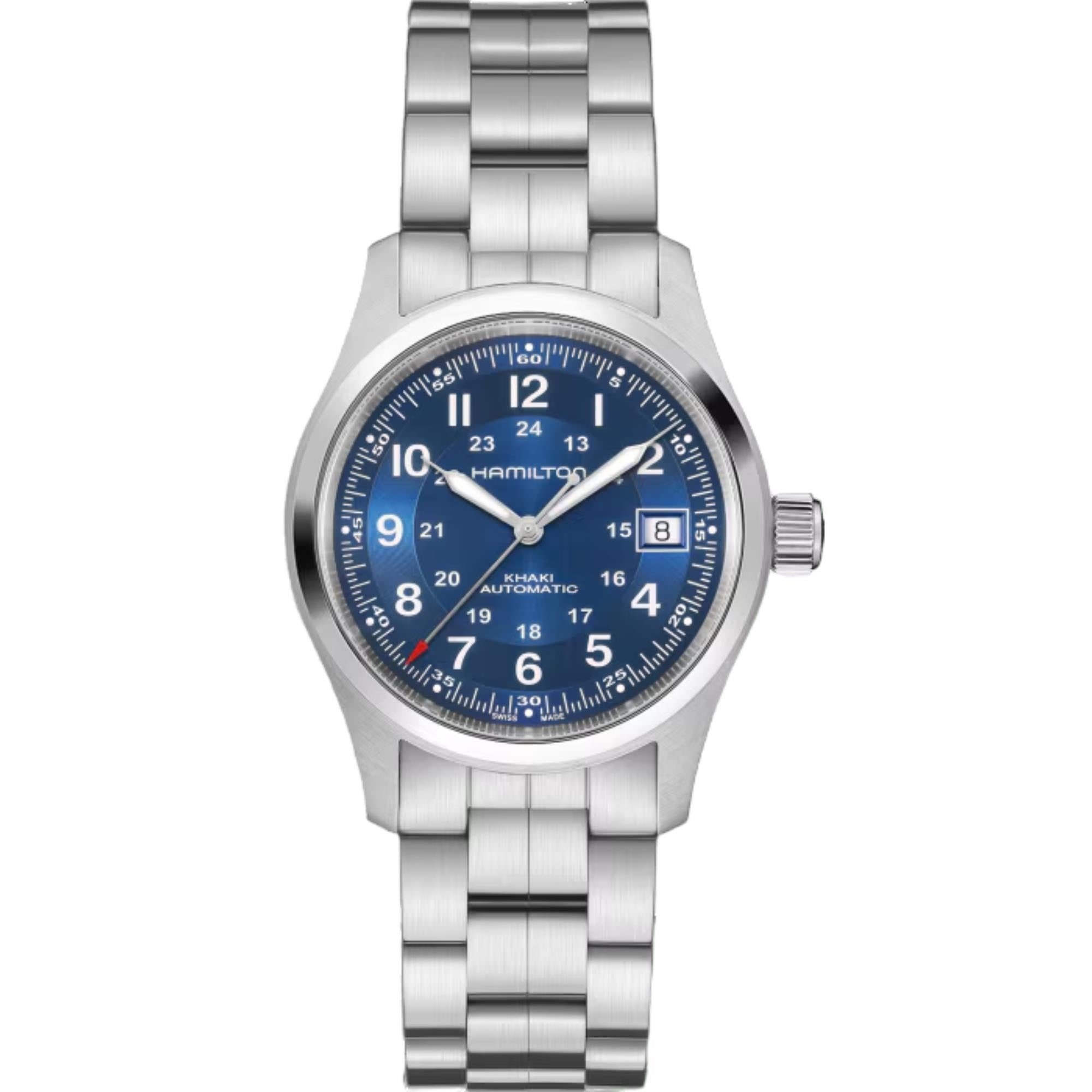 Hamilton Khaki Field Blue Dial Stainless Steel Strap Men's Watch H70455140