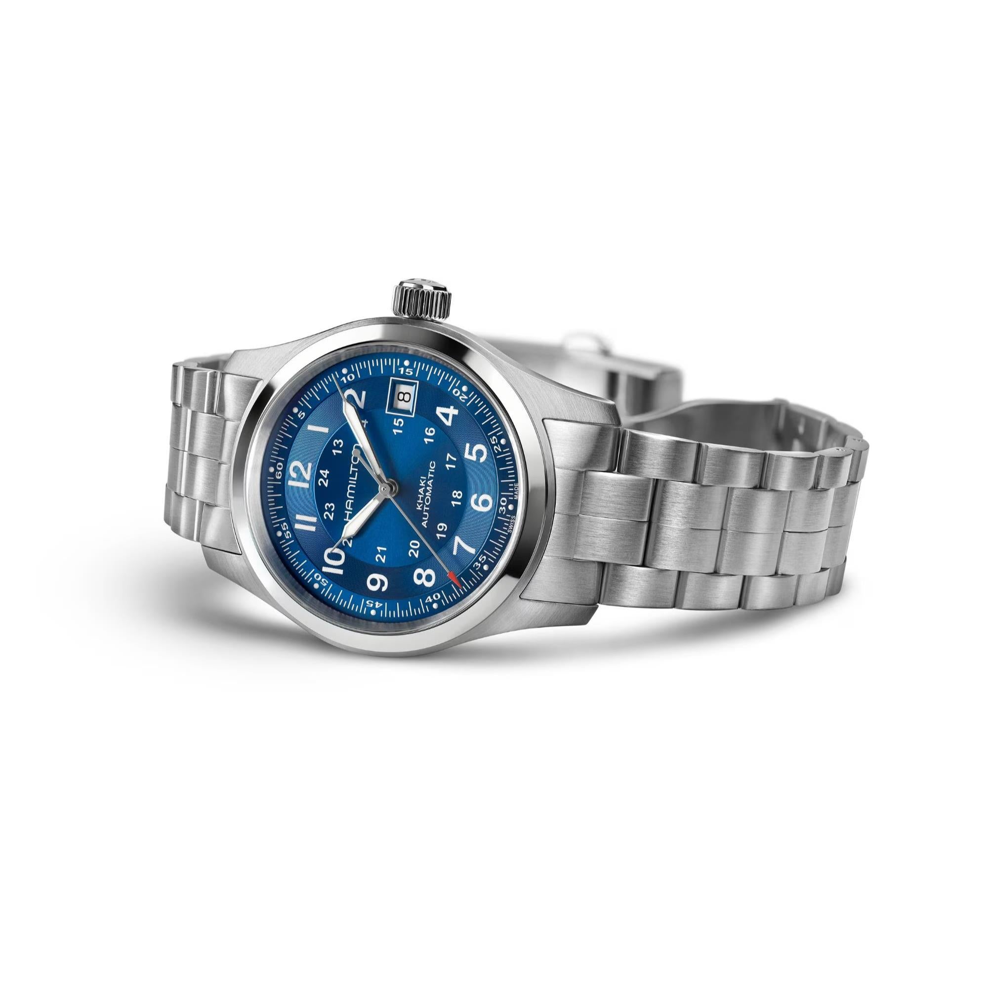Hamilton Khaki Field Blue Dial Stainless Steel Strap Men's Watch H70455140