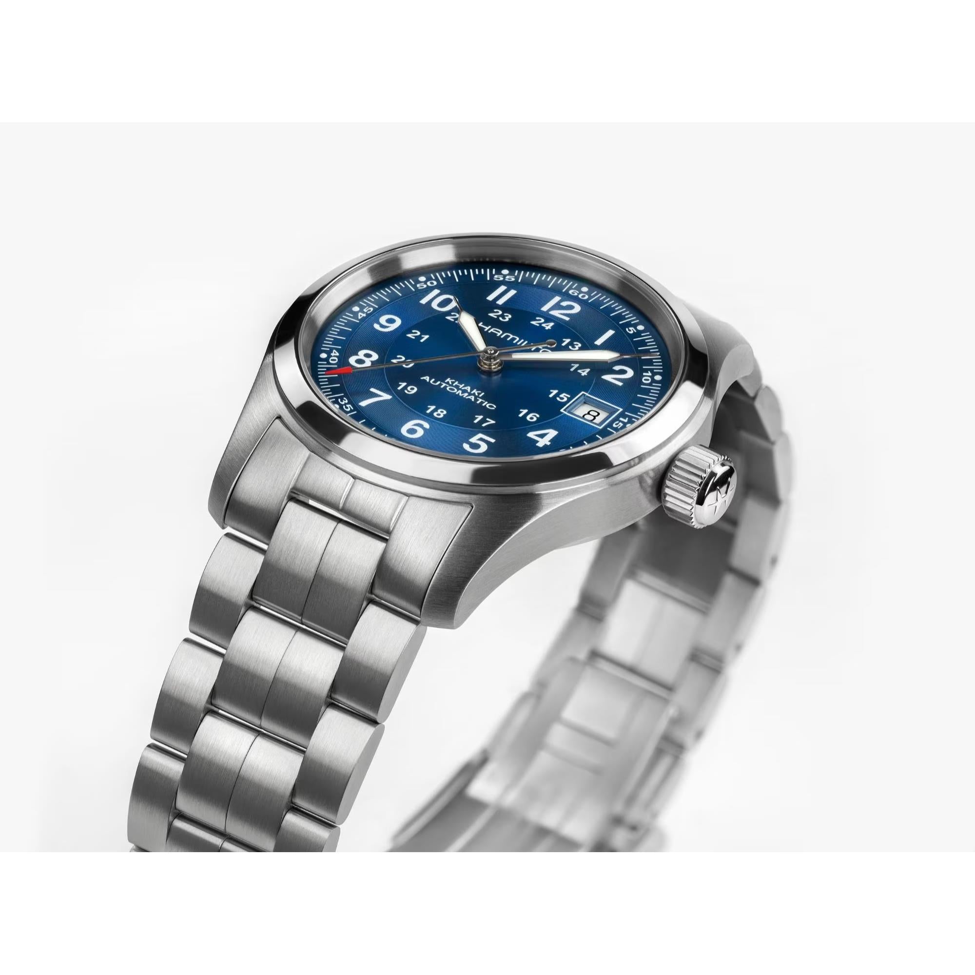 Hamilton Khaki Field Blue Dial Stainless Steel Strap Men's Watch H70455140
