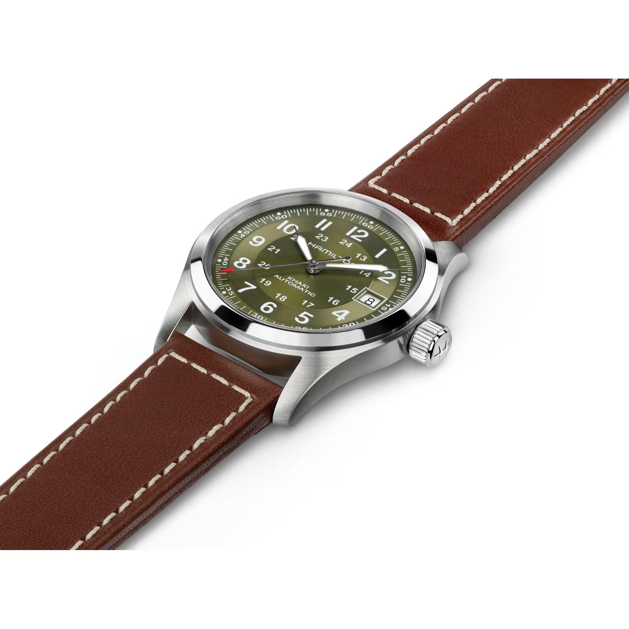 Hamilton Khaki Field Green Dial Leather Strap Men's Watch H70455560