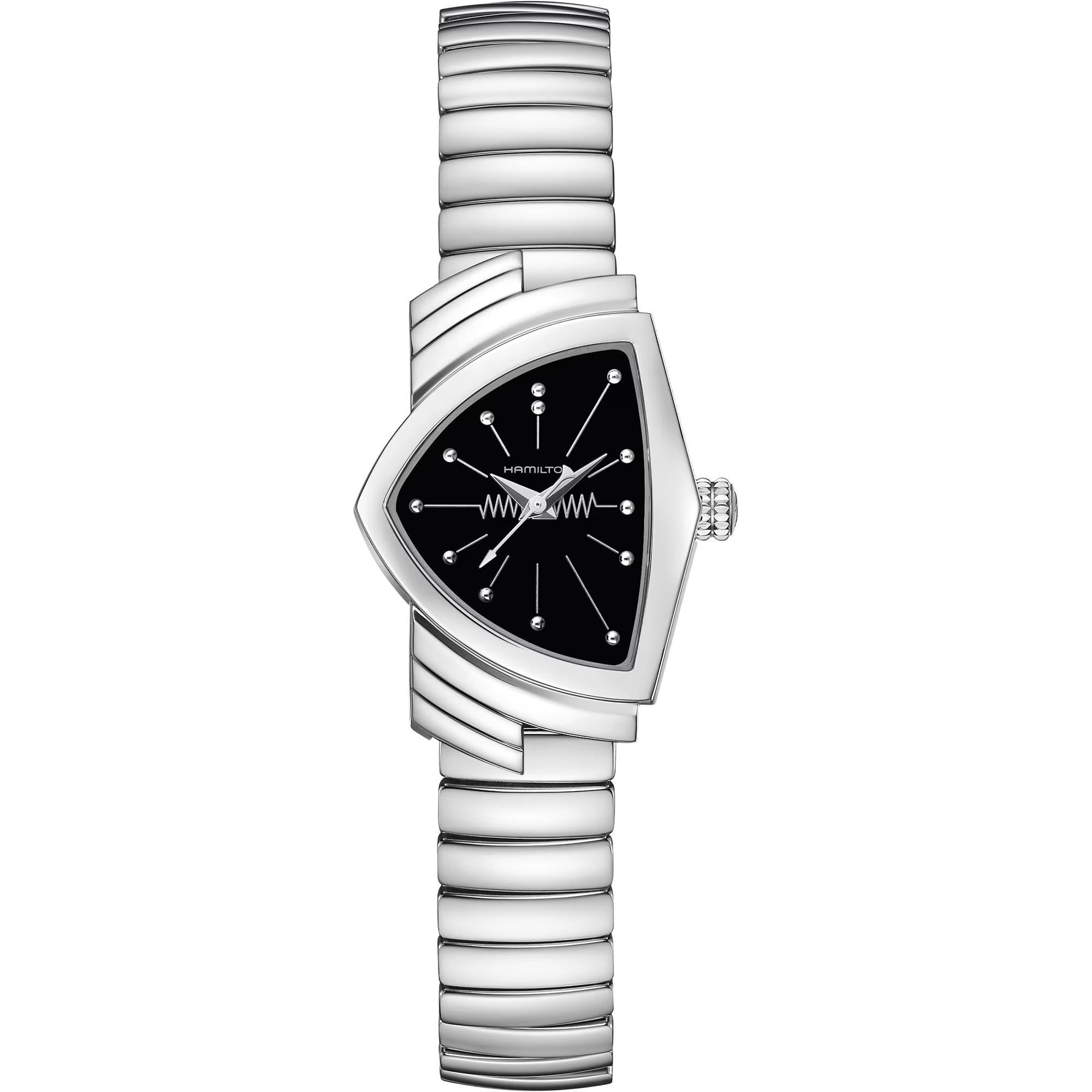 Hamilton Ventura S Quartz Black Dial Stainless Steel Strap Ladies Watch H24211130