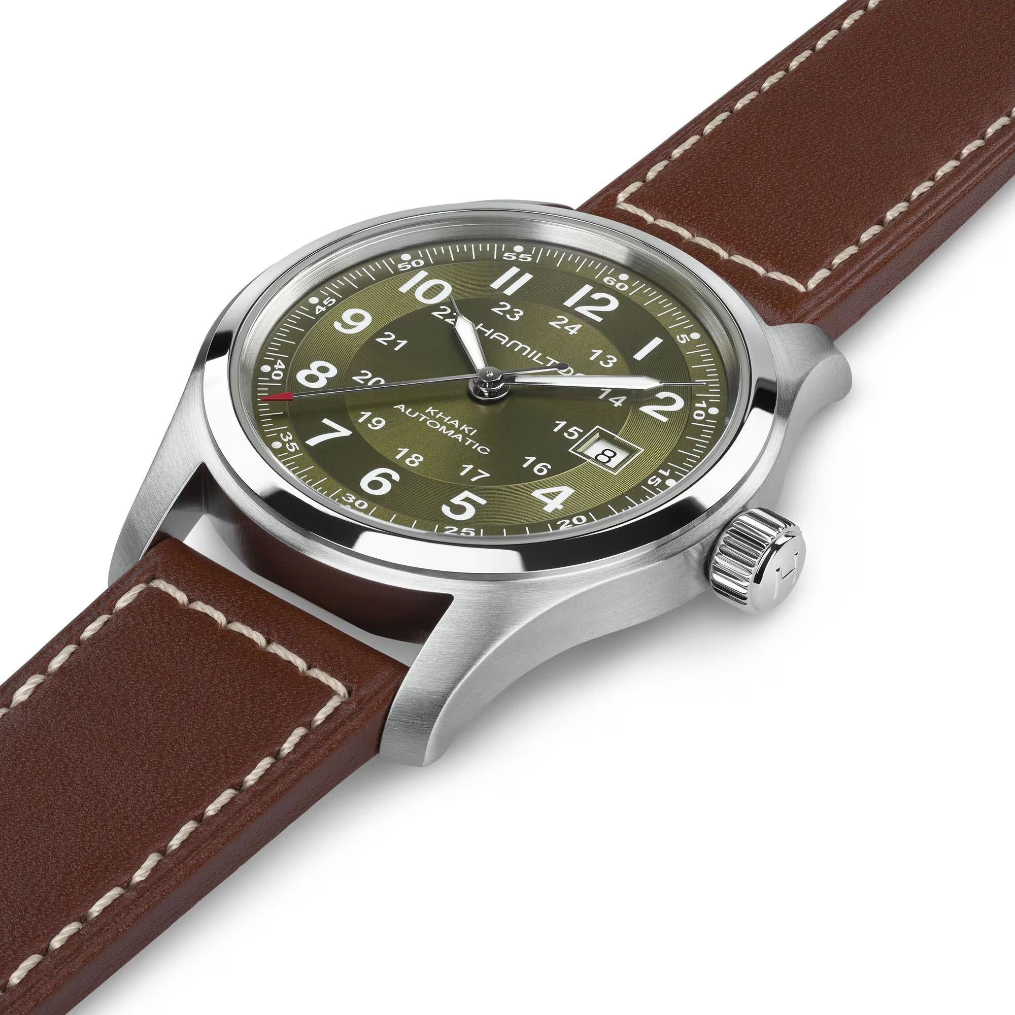 Hamilton Khaki Field Green Dial Leather Strap Men's Watch H70605560