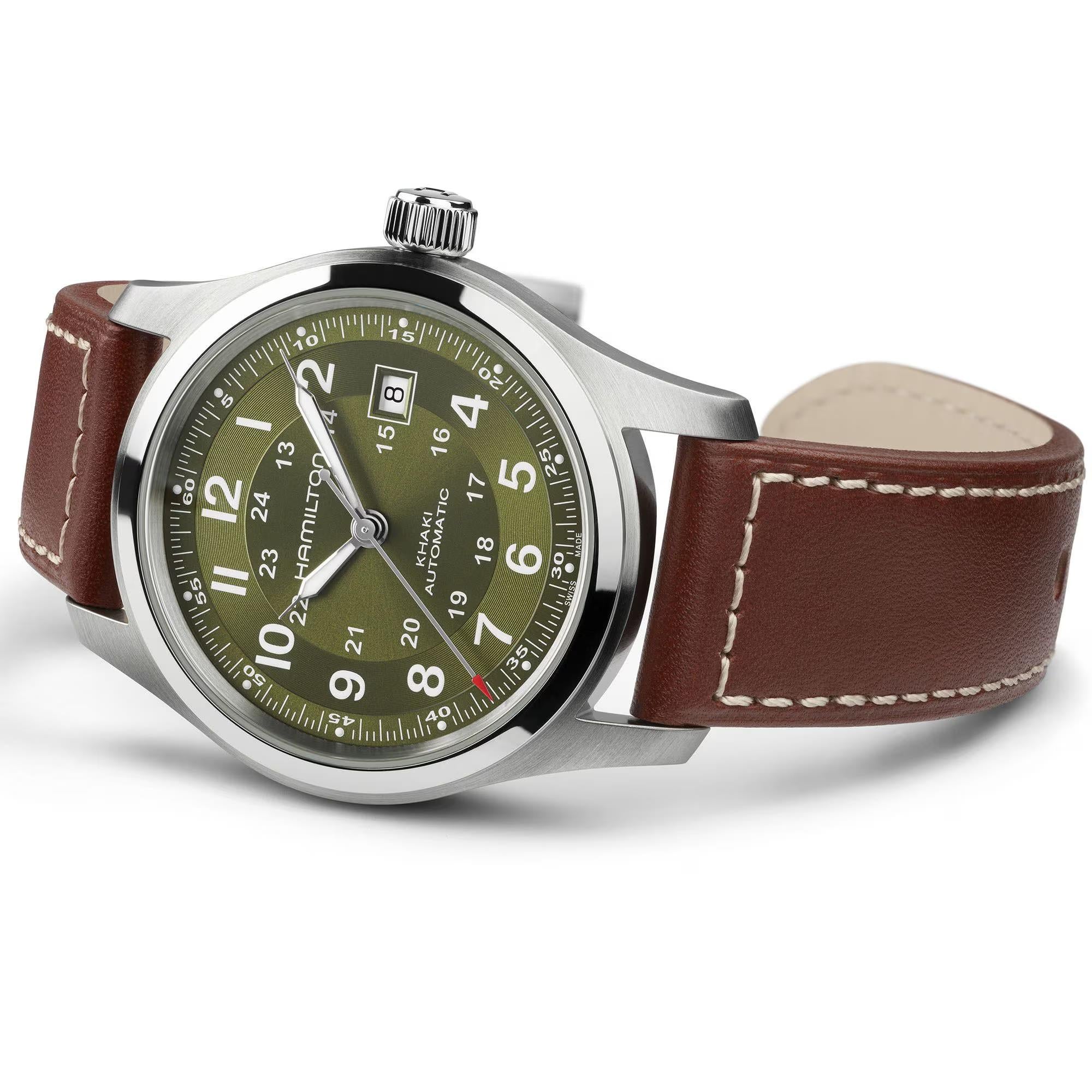 Hamilton Khaki Field Green Dial Leather Strap Men's Watch H70605560