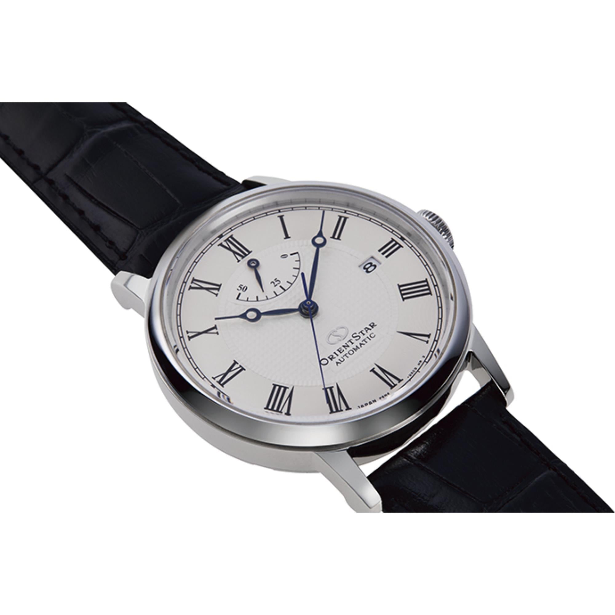 Orient Star Classic Automatic White Dial Leather Strap Men's Watch RE-AU0002S00B