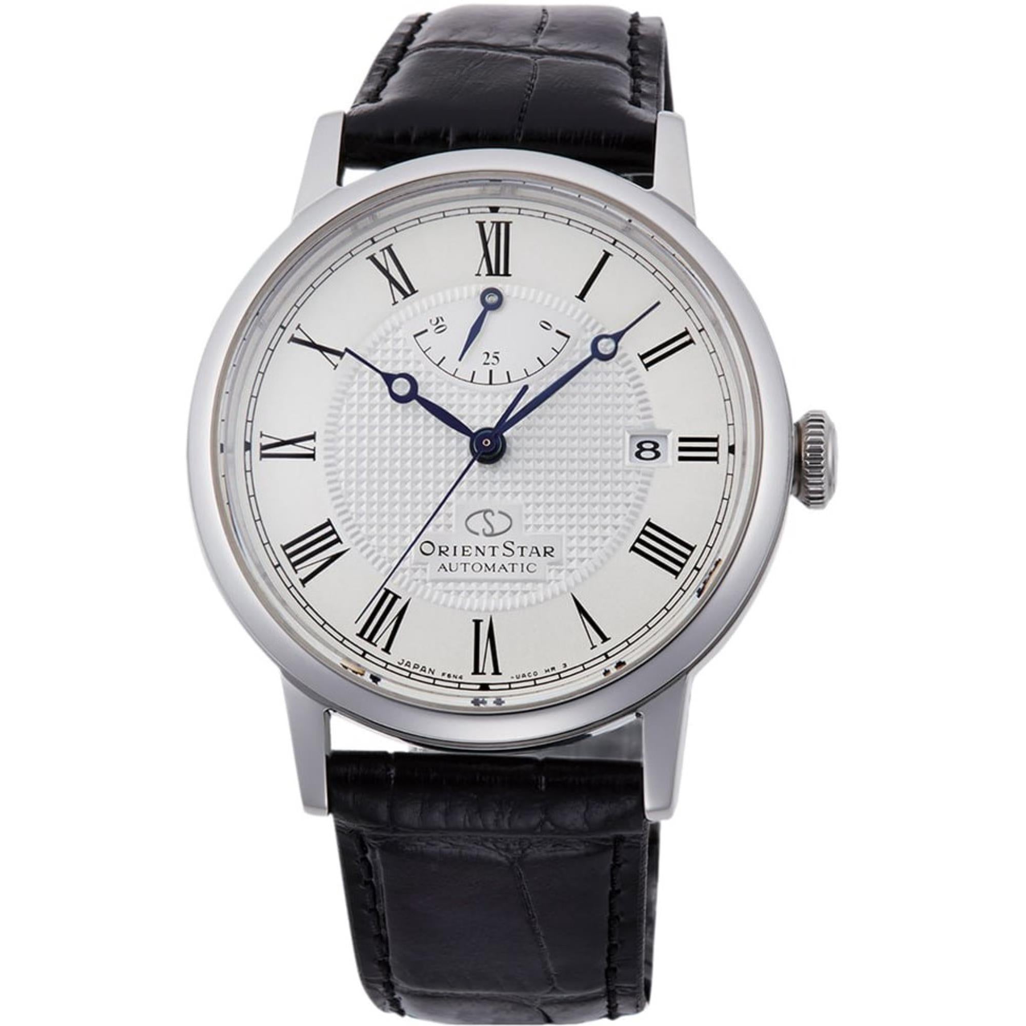 Orient Star Classic Automatic White Dial Leather Strap Men's Watch RE-AU0002S00B