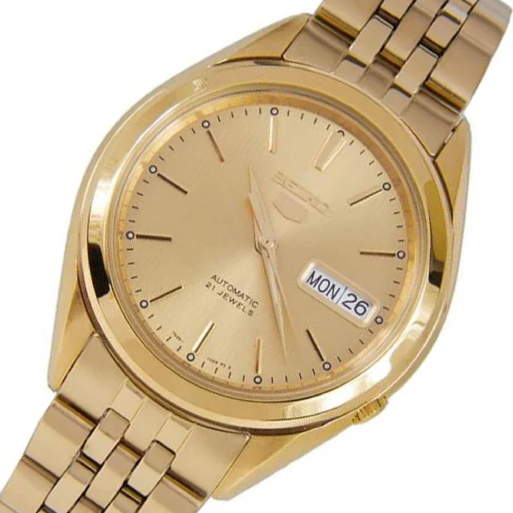 Seiko 5 Automatic Gold Dial Stainless Steel Strap Men's Watch SNKL28K1