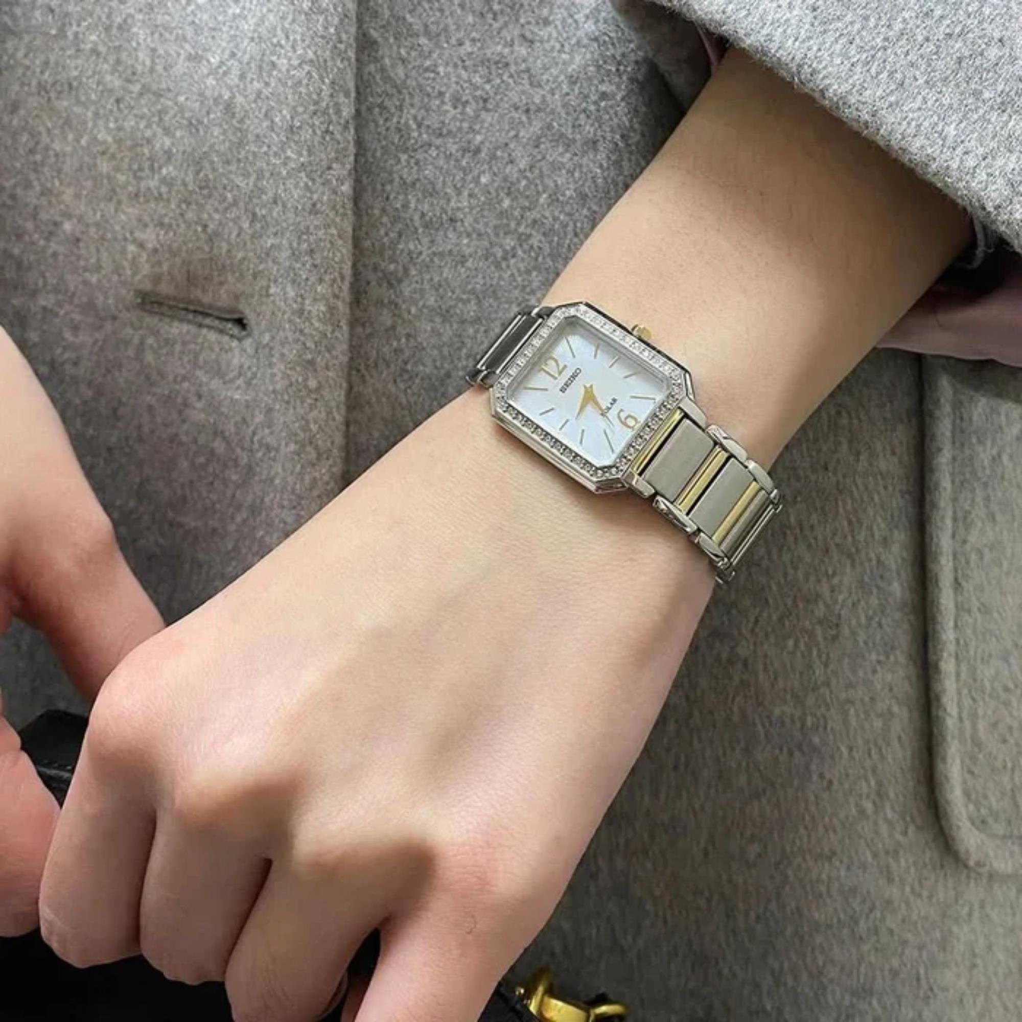 Seiko Conceptual Solar Mother of Pearl Dial Stainless Steel Strap Women's Watch SUP466P1