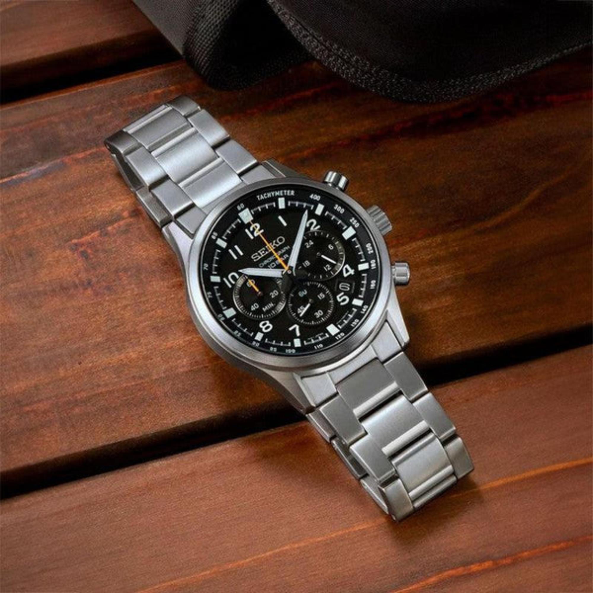 Seiko Conceptual Chronograph Black Dial Stainless Steel Strap Men's Watch SSB447P1
