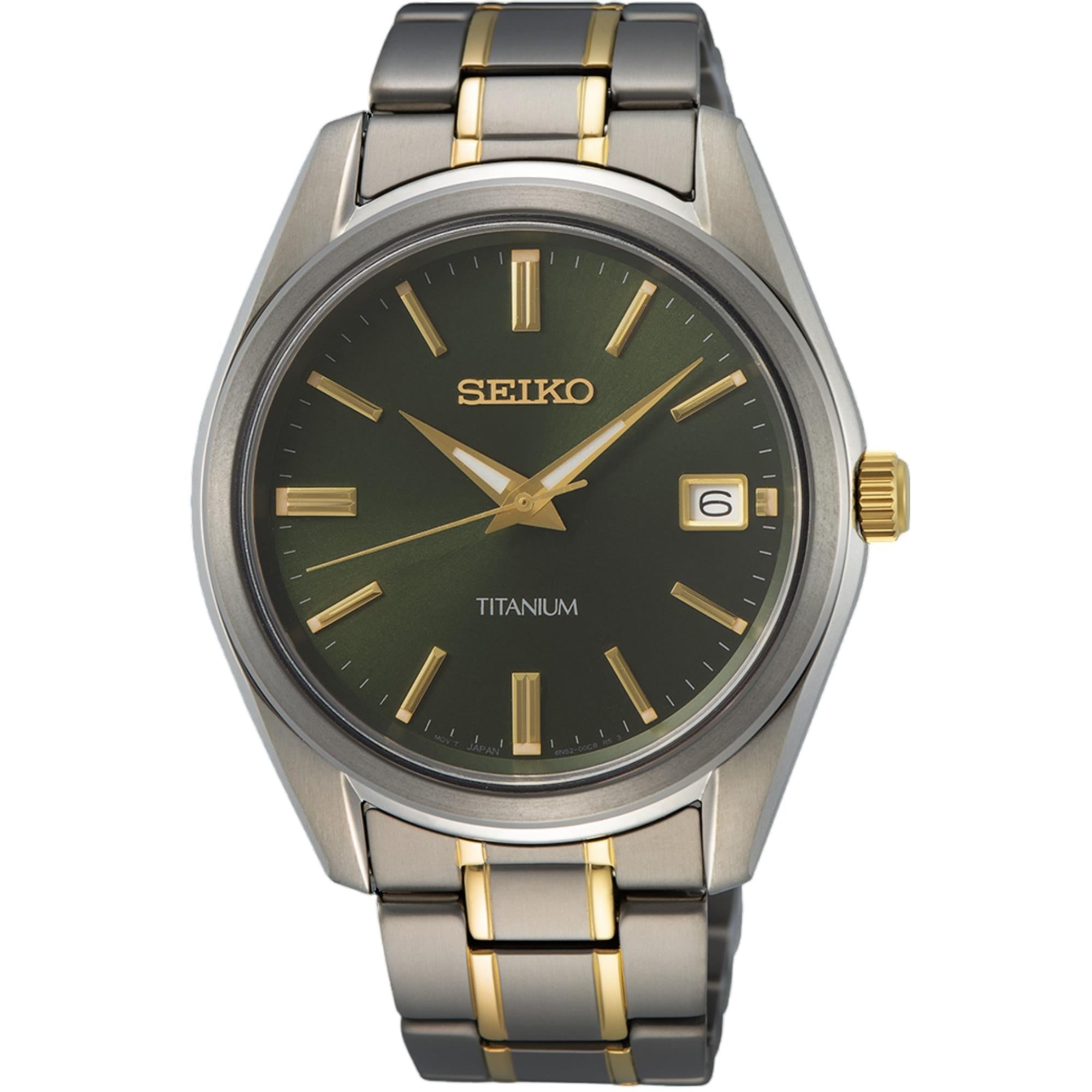 Seiko Conceptual Titanium Green Dial Two-Tone Titanium Strap Men's Watch SUR377P1