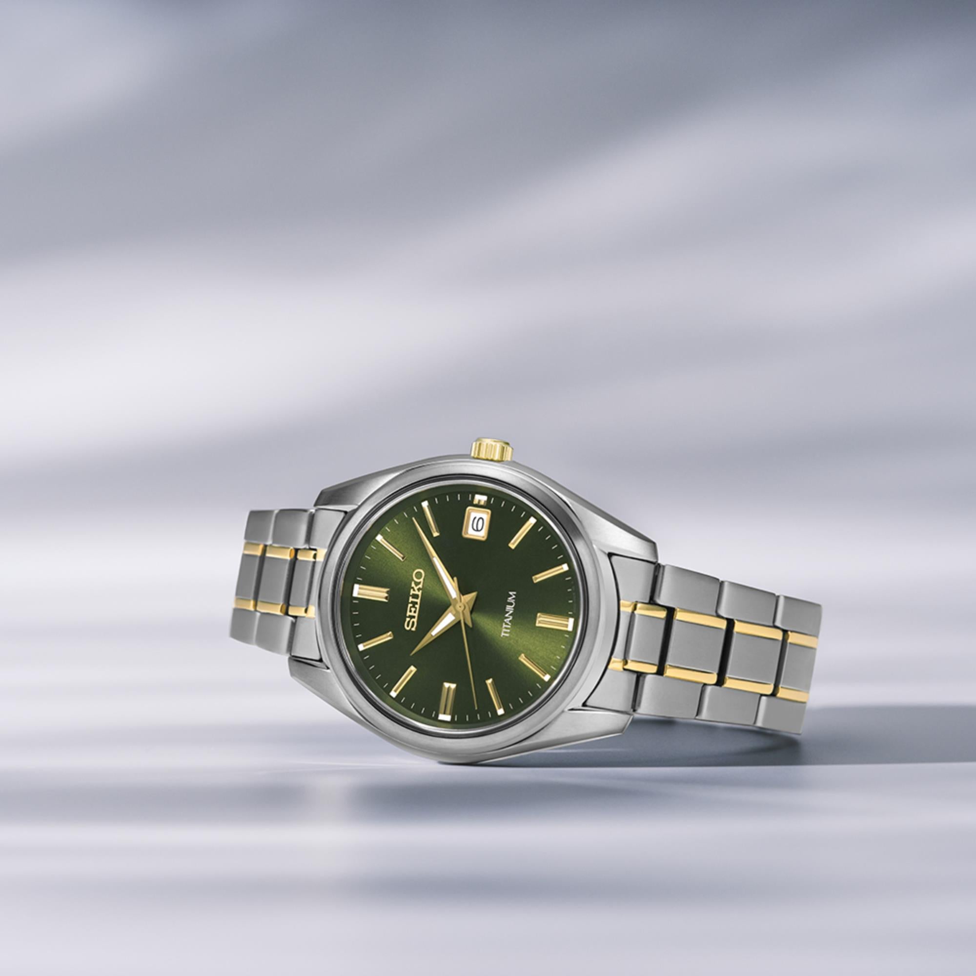 Seiko Conceptual Titanium Green Dial Two-Tone Titanium Strap Men's Watch SUR377P1