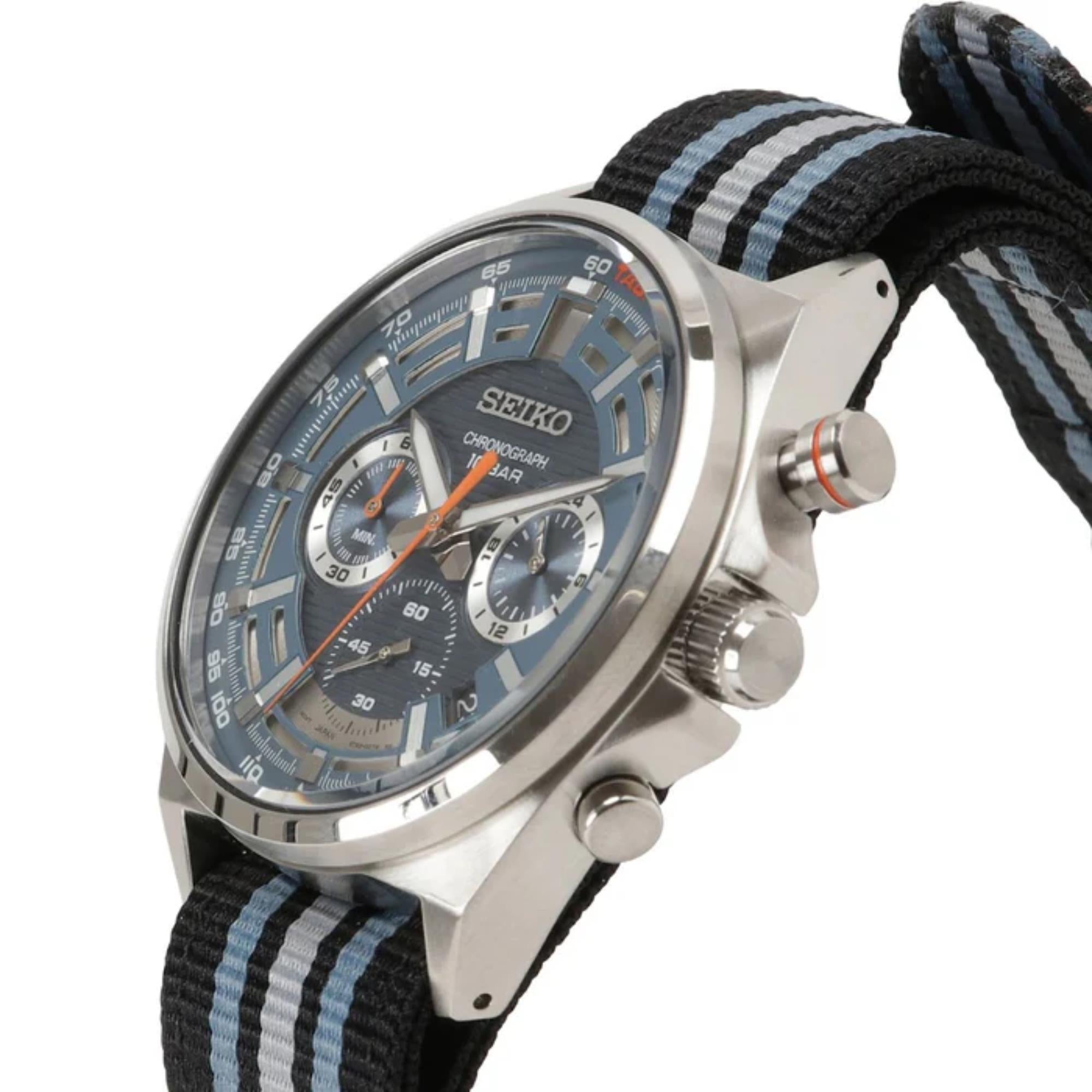 Seiko Conceptual Chronograph Blue Dial Nylon Strap Men's Watch SSB409P1