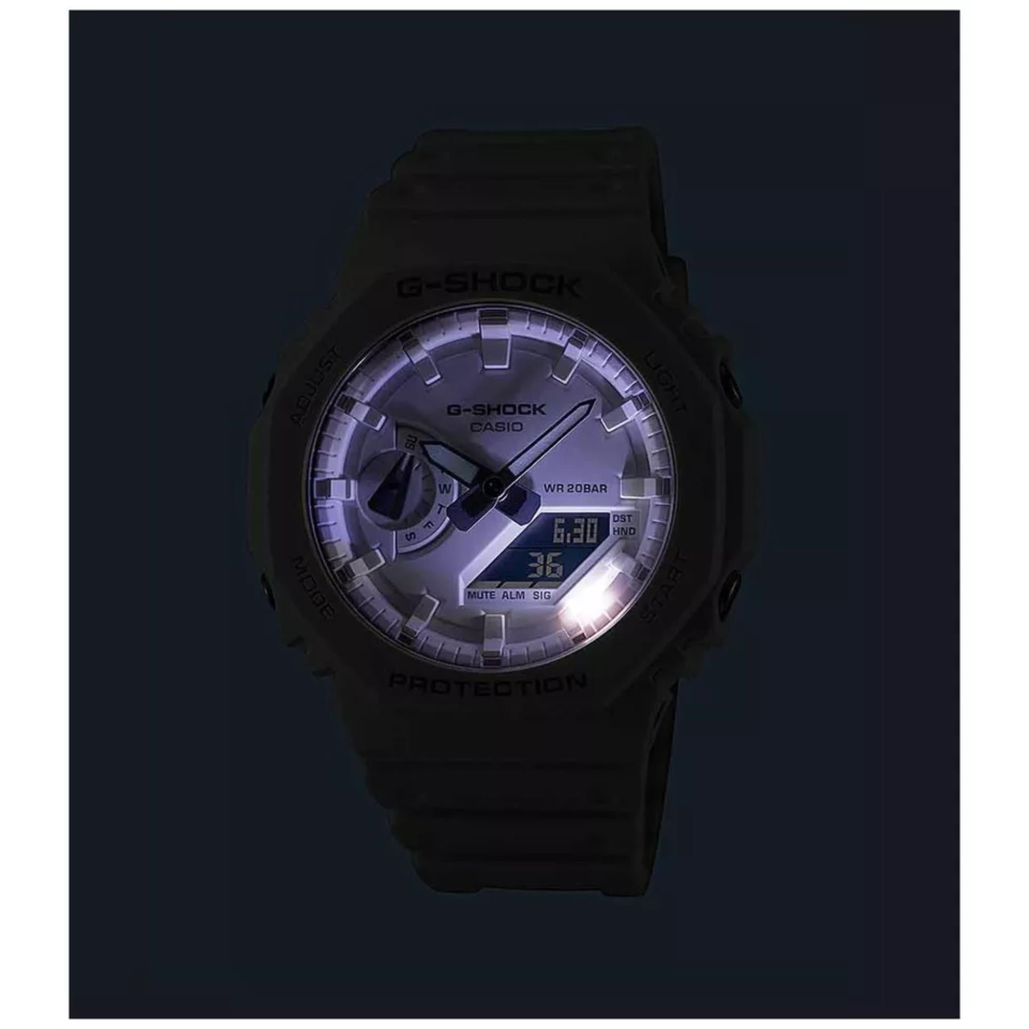 Casio G-Shock 2100 Series Analog-Digital White Dial Resin Strap Unisex Watch GA-2100-7A7ER