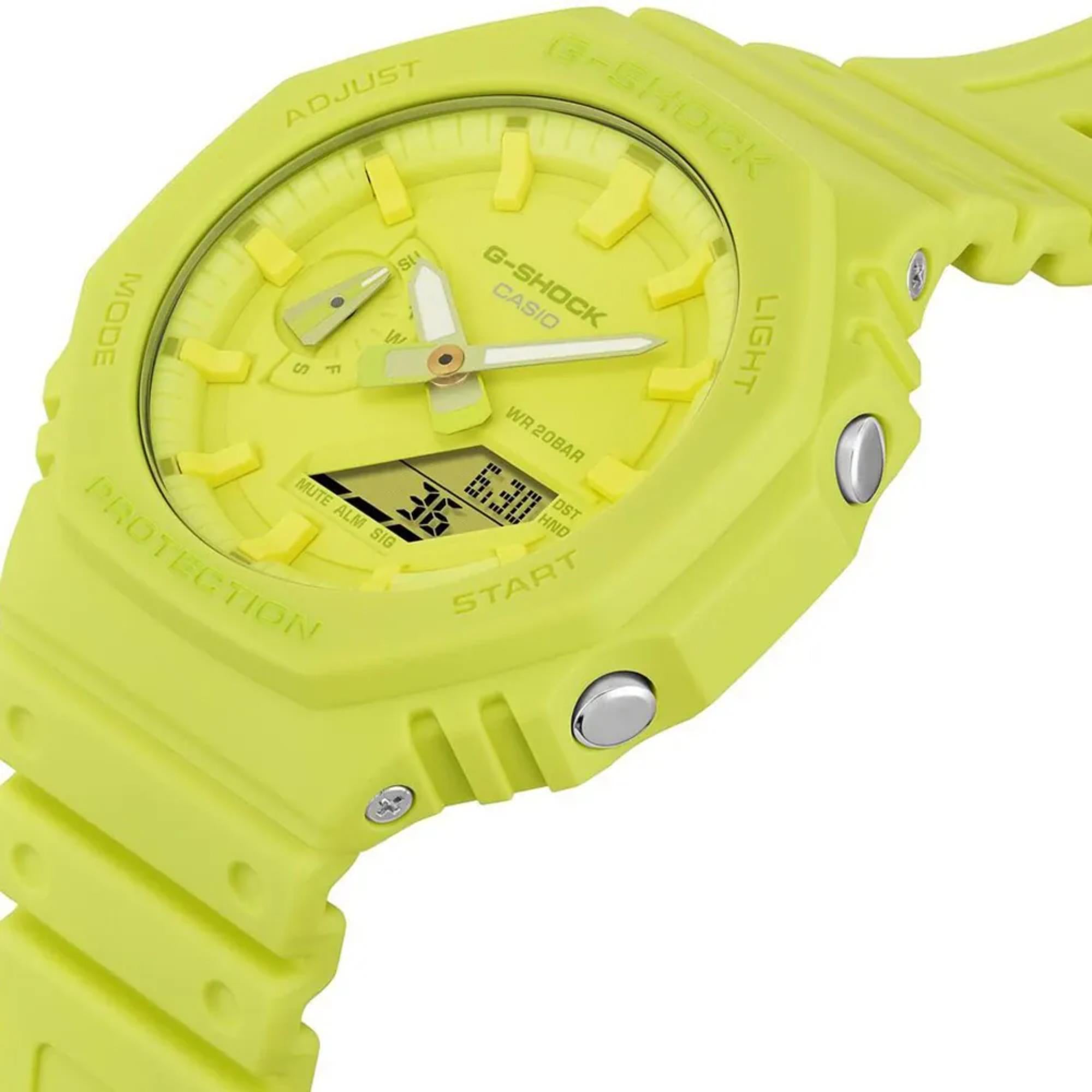 Casio G-Shock 2100 Series Analog-Digital Volt Yellow Dial Resin Strap Unisex Watch GA-2100-9A9ER