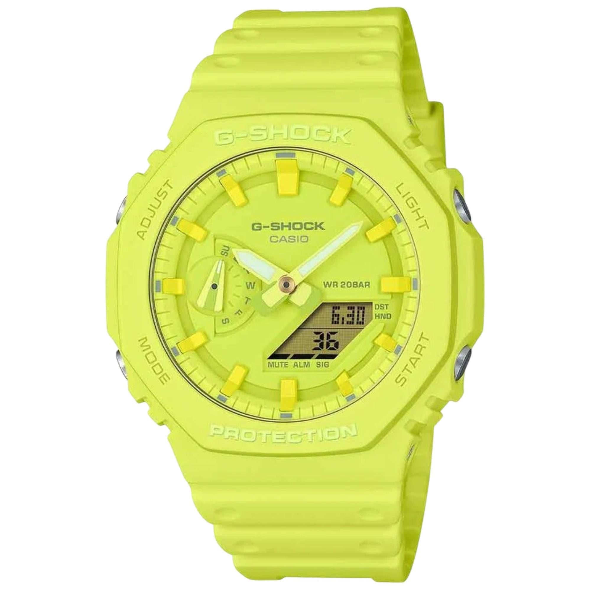 Casio G-Shock 2100 Series Analog-Digital Volt Yellow Dial Resin Strap Unisex Watch GA-2100-9A9ER