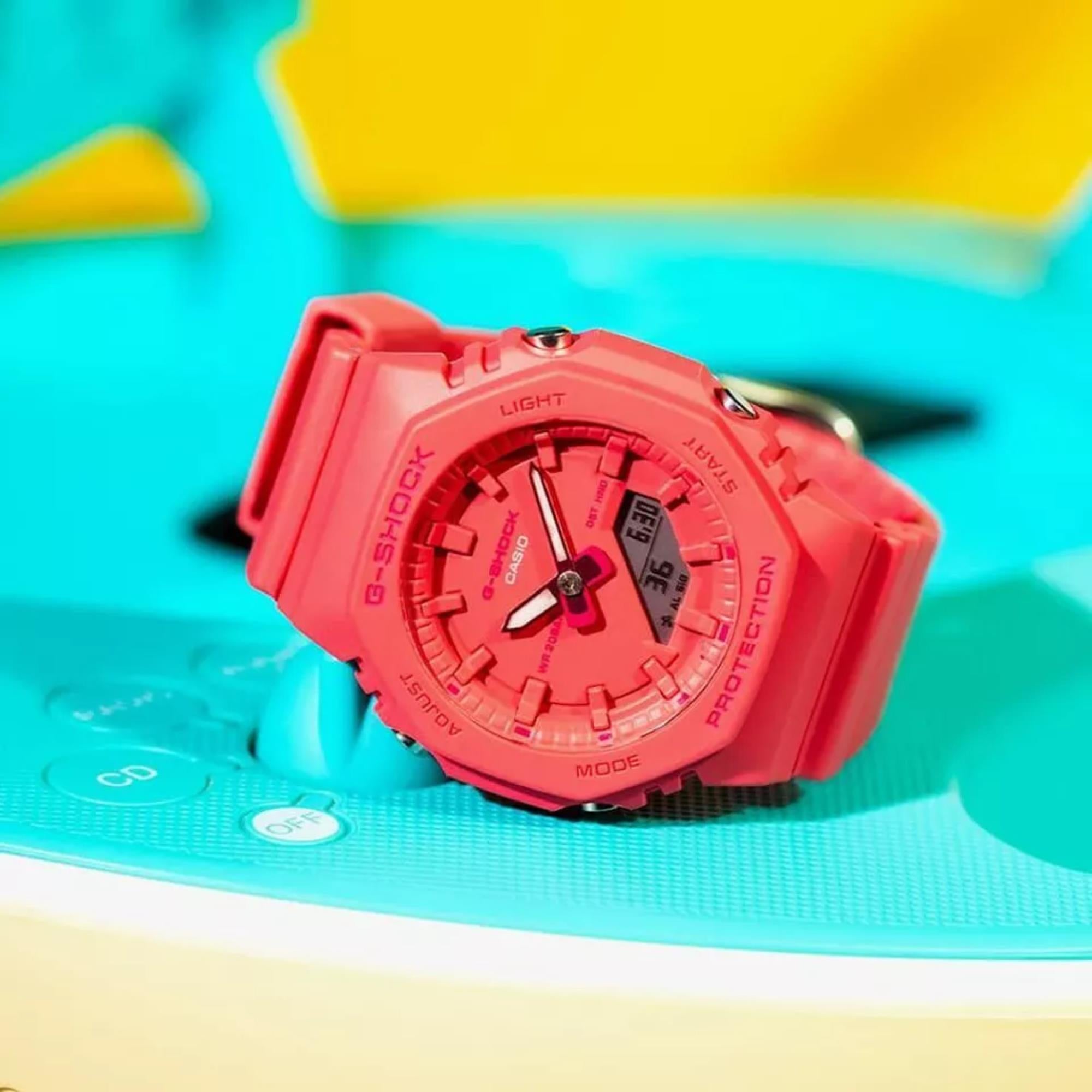 Casio G-Shock 2100 Series Analog-Digital Pink Dial Resin Strap Women's Watch GMA-P2100-4AER