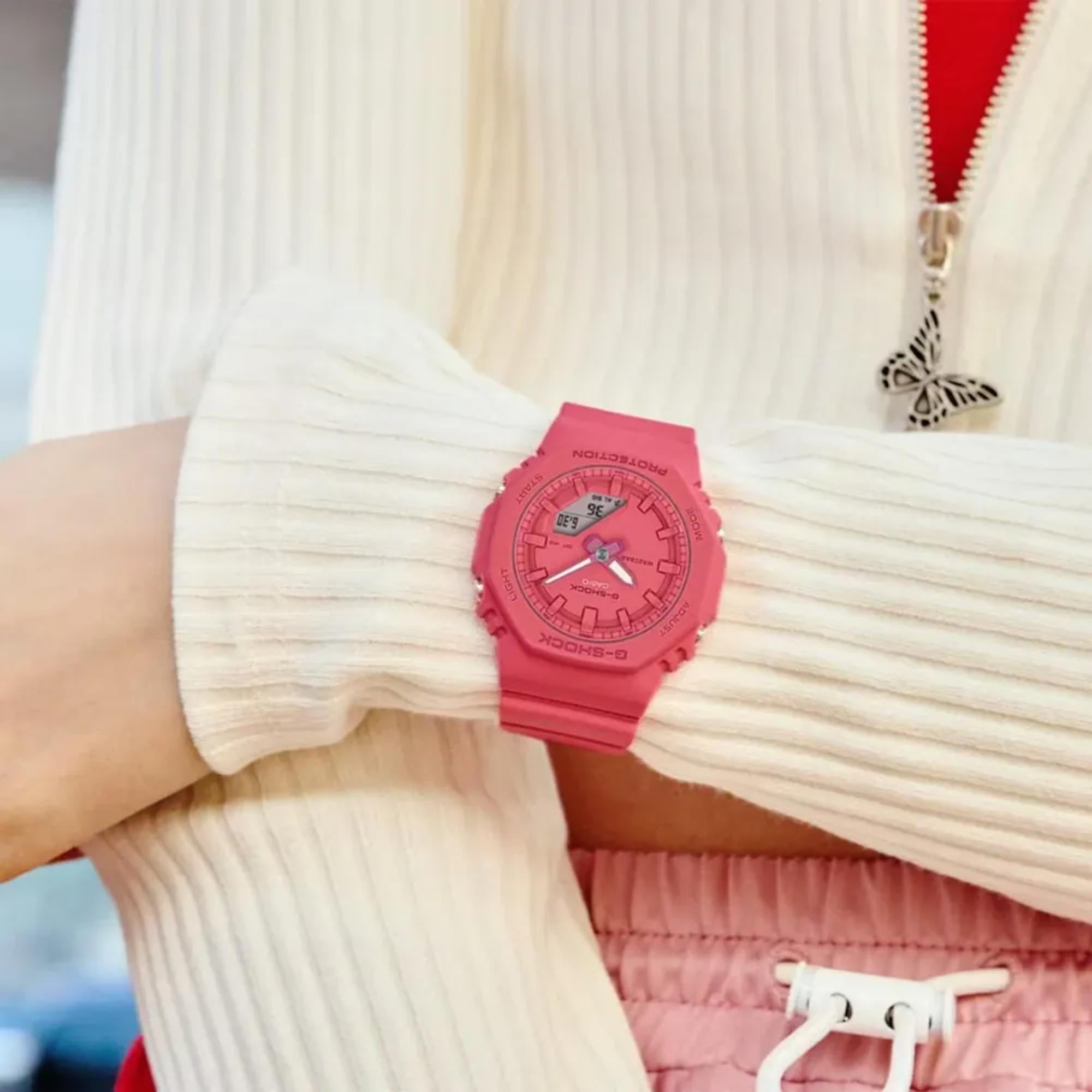 Casio G-Shock 2100 Series Analog-Digital Pink Dial Resin Strap Women's Watch GMA-P2100-4AER