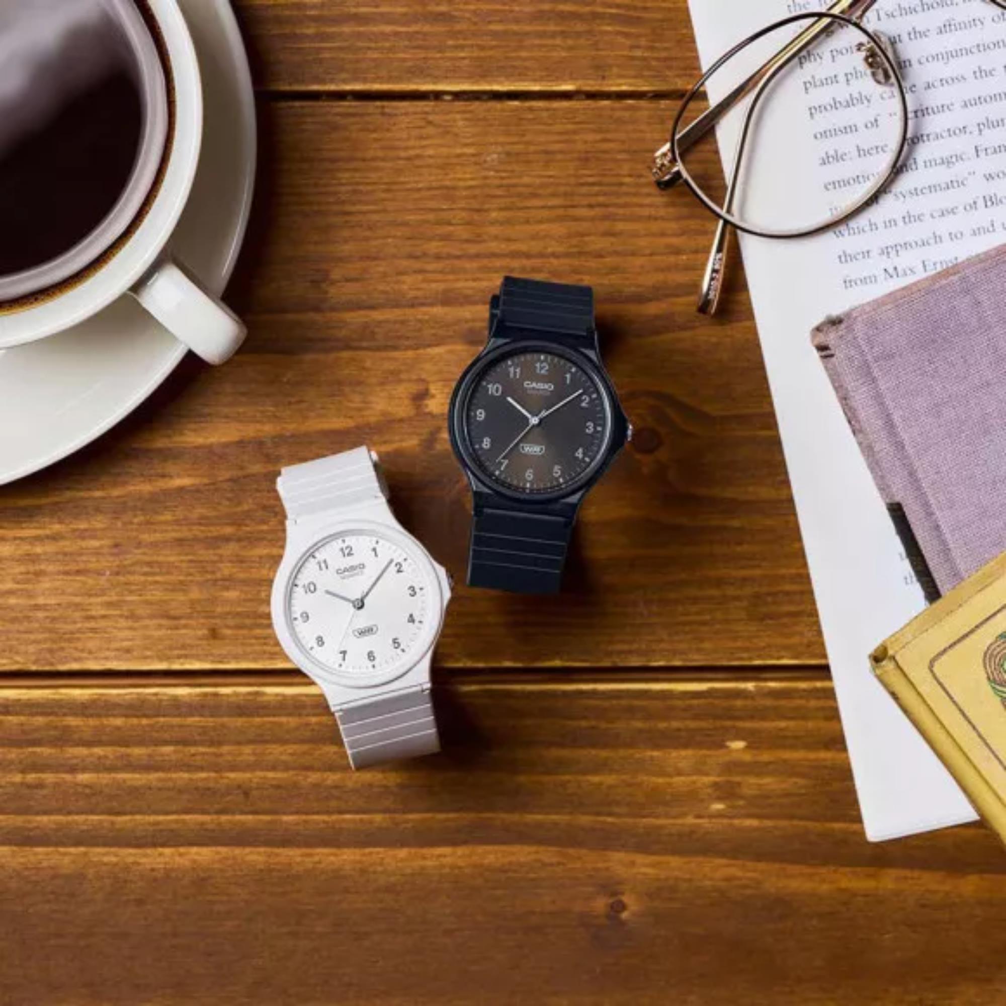 Casio POP Timeless Collection White Dial Resin Strap Unisex Watch MQ-24B-7BEF