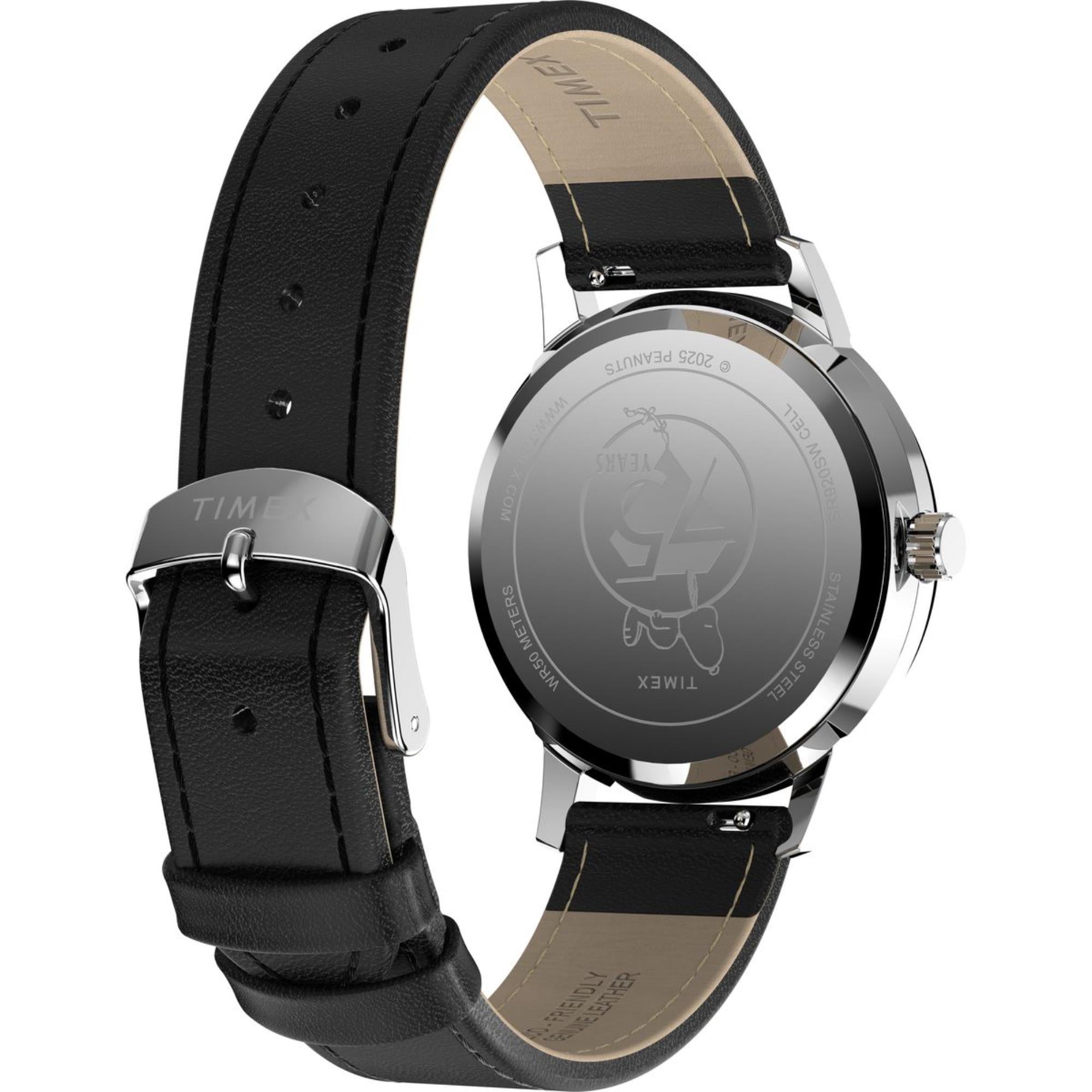 Timex x Peanuts Marlin Snoopy 75th Anniversary Edition White Dial Leather Strap Unisex Watch TW2Y19900