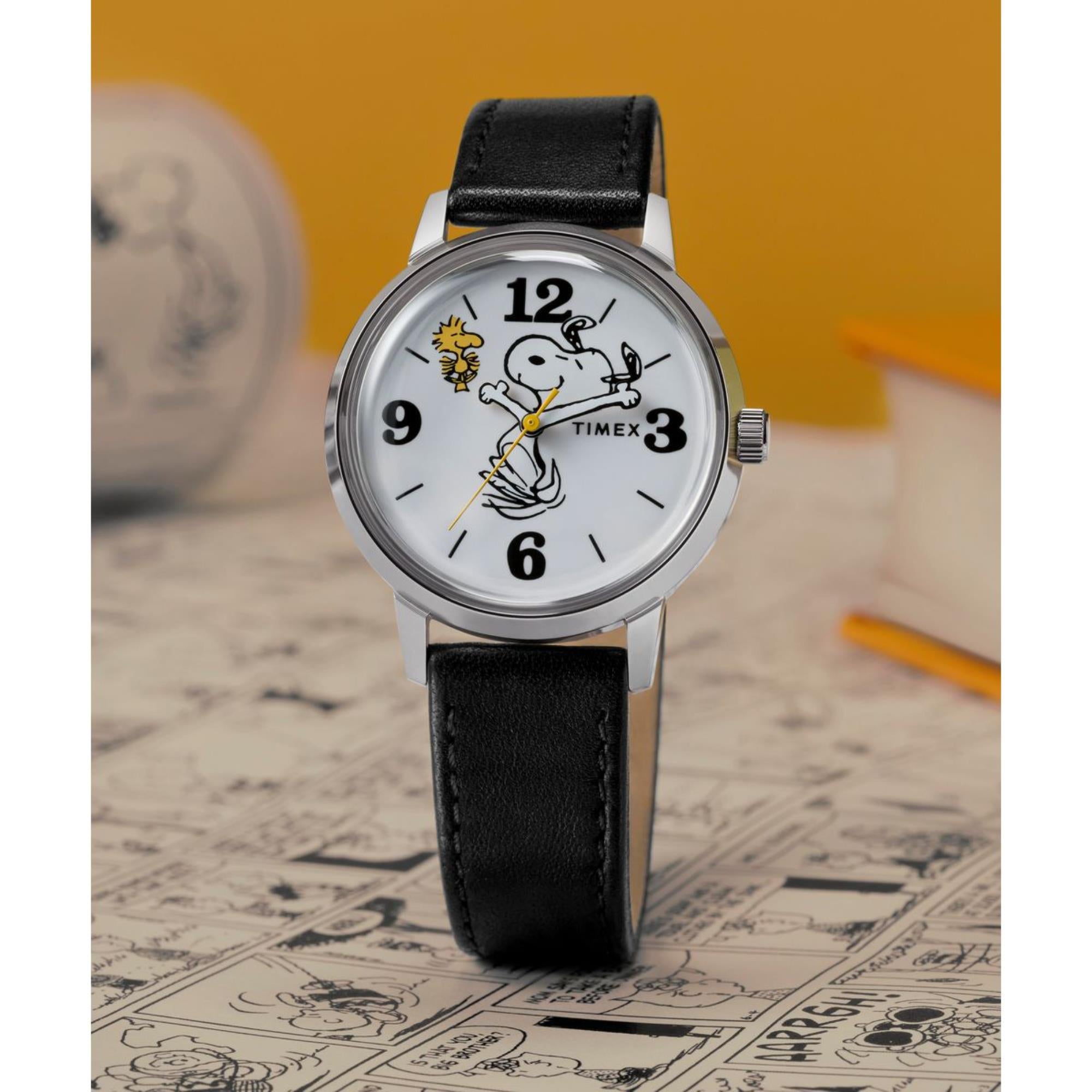 Timex x Peanuts Marlin Snoopy 75th Anniversary Edition White Dial Leather Strap Unisex Watch TW2Y19900