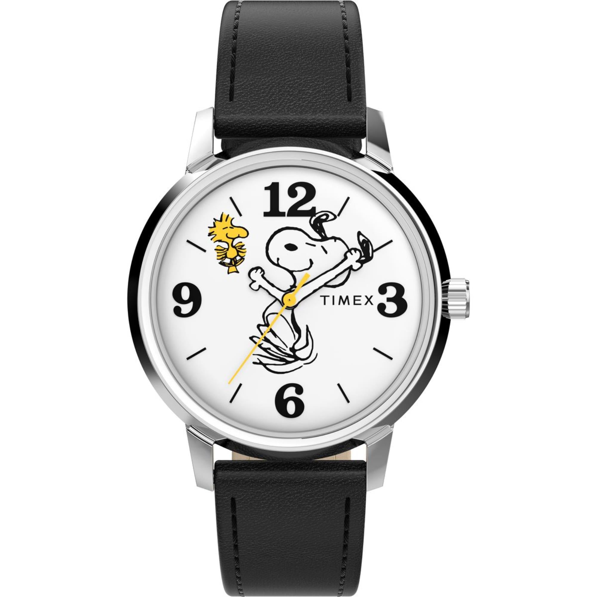 Timex x Peanuts Marlin Snoopy 75th Anniversary Edition White Dial Leather Strap Unisex Watch TW2Y19900