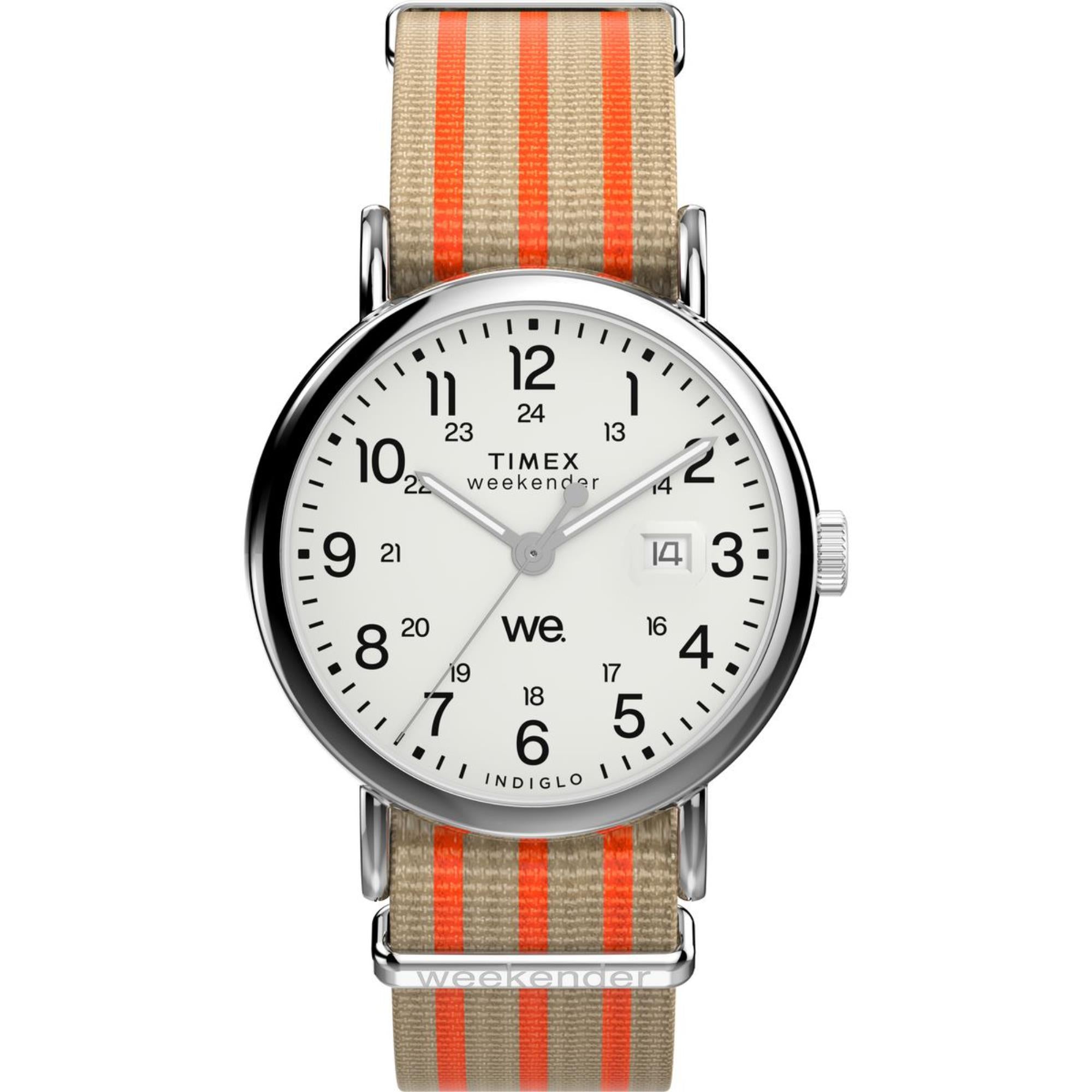 Timex Weekender White Dial Beige Fabric Strap Men's Watch TW2Y08900