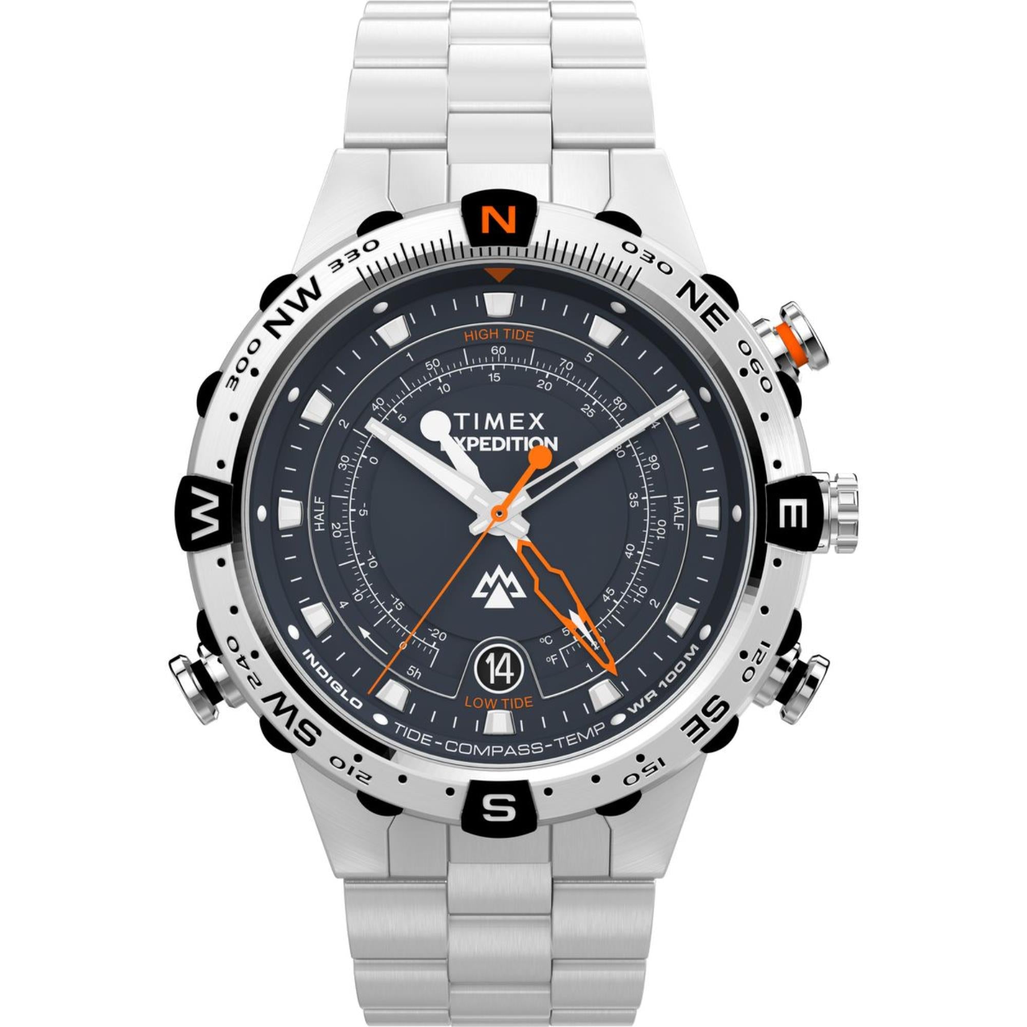 Timex Expedition Tide-Temp-Compass Grey Dial Stainless Steel Strap Men's Watch TW2Y12900