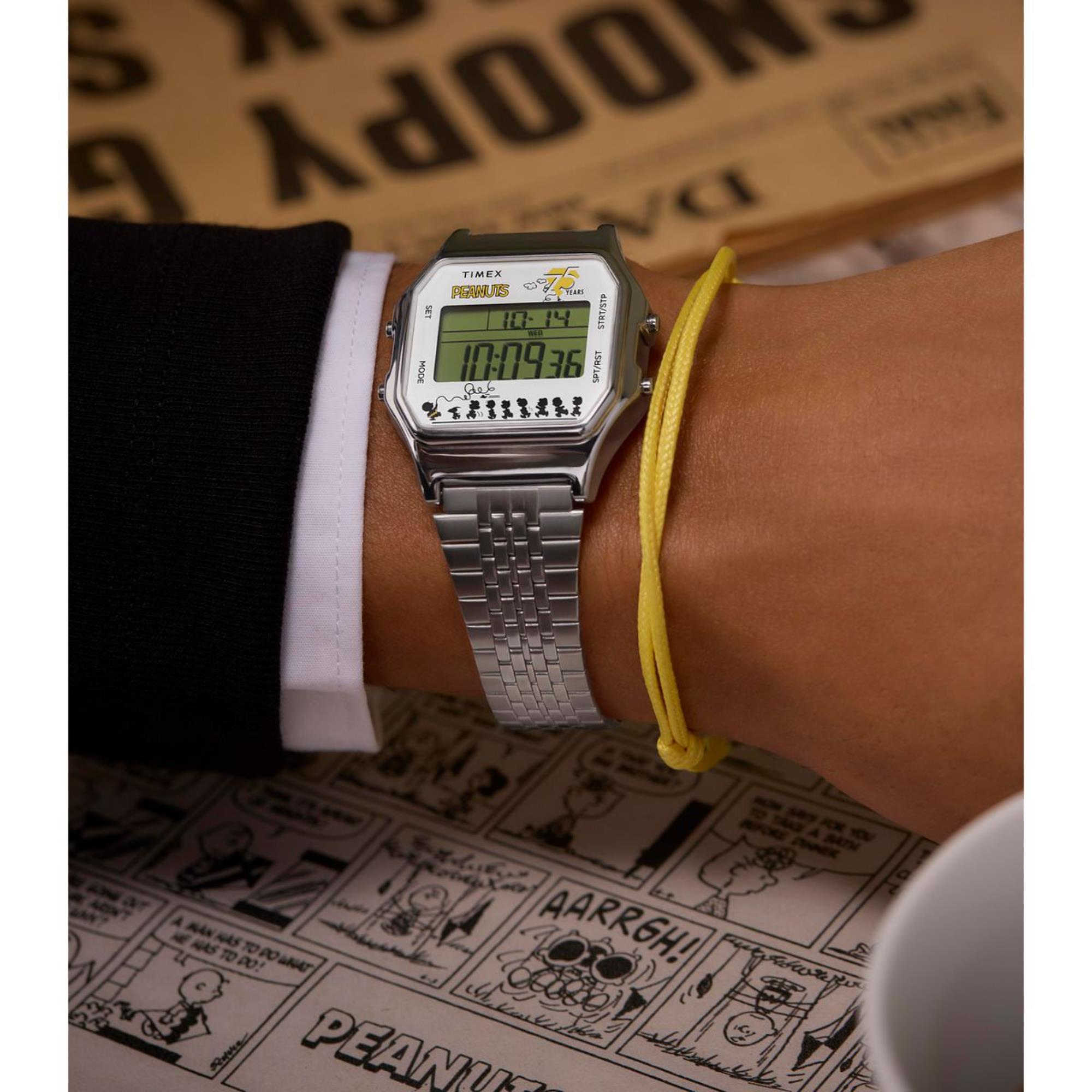Timex x Peanuts T80 75th Anniversary Edition Digital Stainless Steel Bracelet Men's WatchTW2Y20000