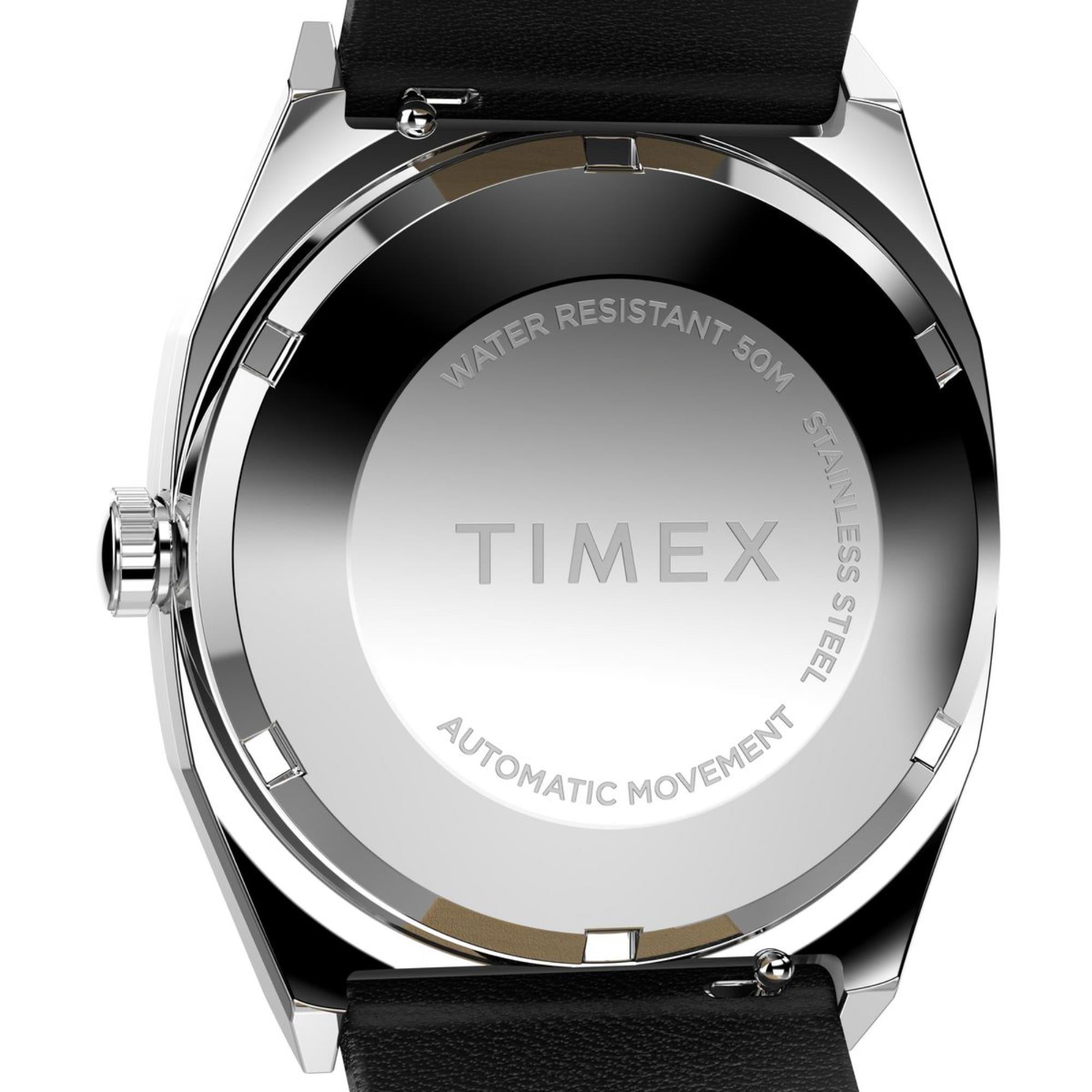 Timex 1983 E Line Black Dial Leather Strap Men's WatchTW2Y07500