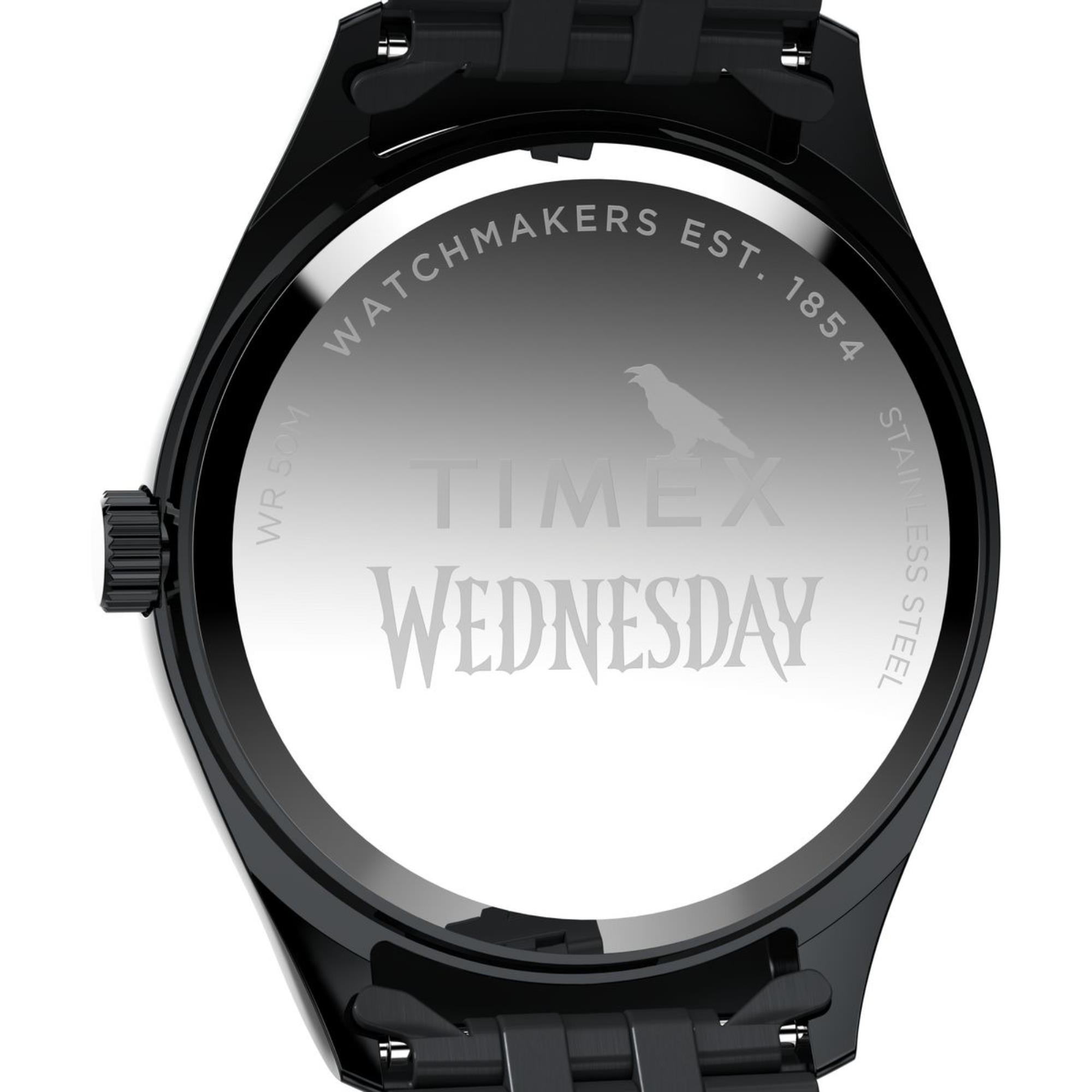 Timex Wednesday Legacy Black Dial Stainless Steel Men's Watch TW2Y19600