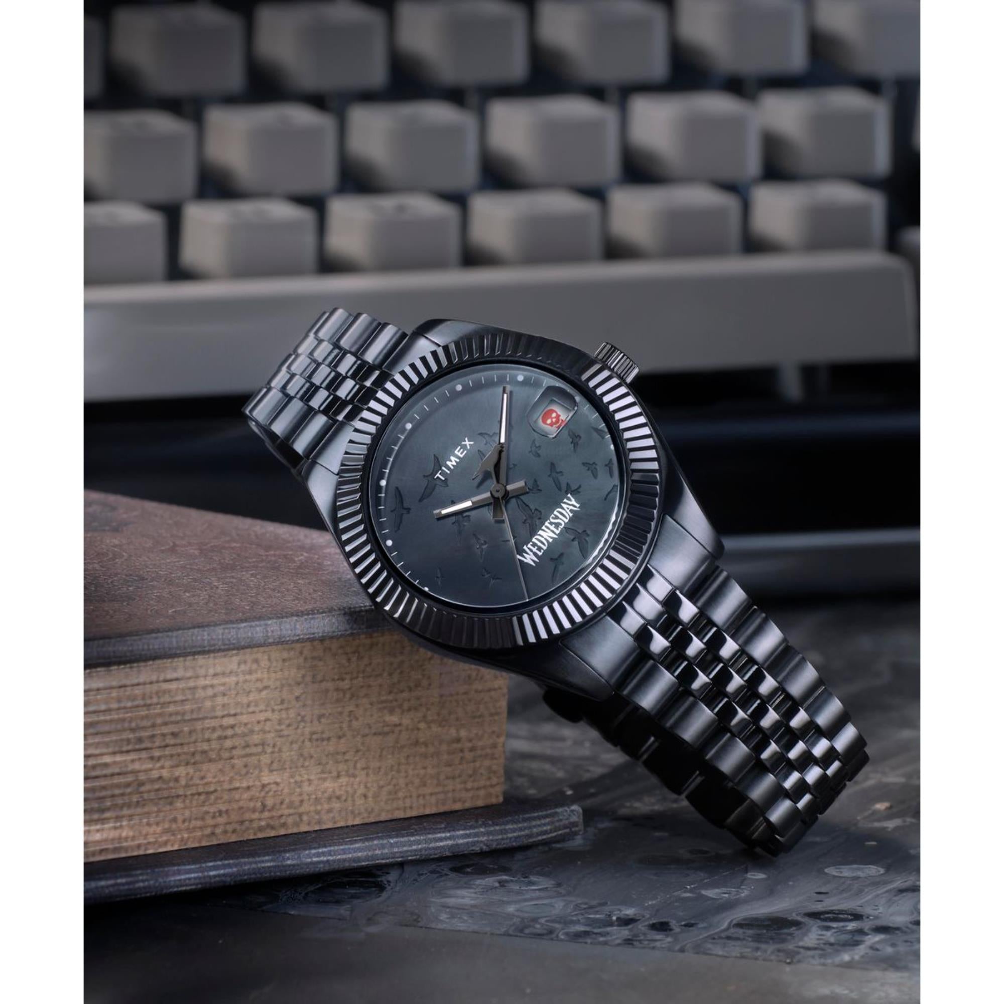 Timex Wednesday Legacy Black Dial Stainless Steel Men's Watch TW2Y19600
