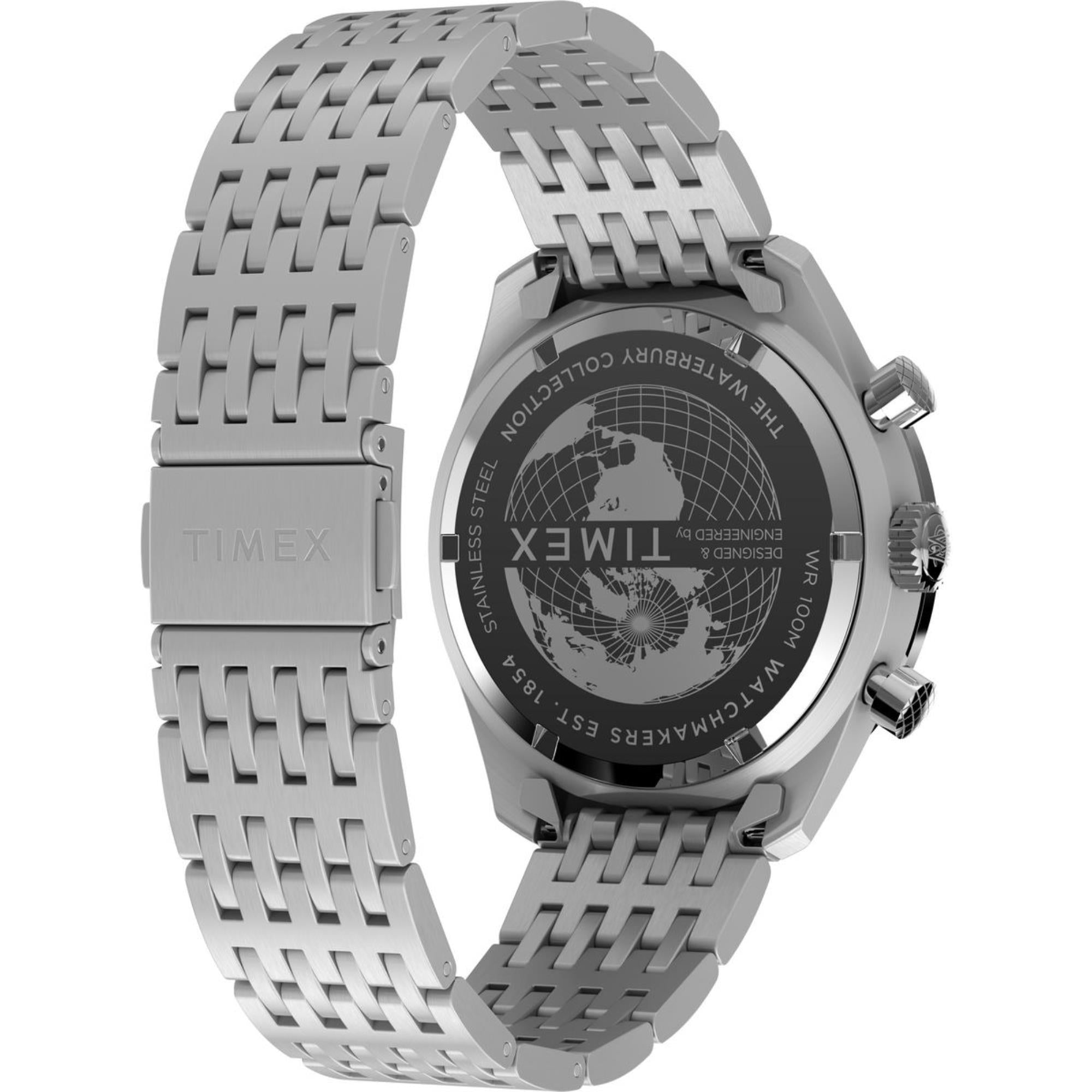 Timex Waterbury Traditional Chronograph Silver Dial Stainless Steel Strap Men's Watch TW2Y18700