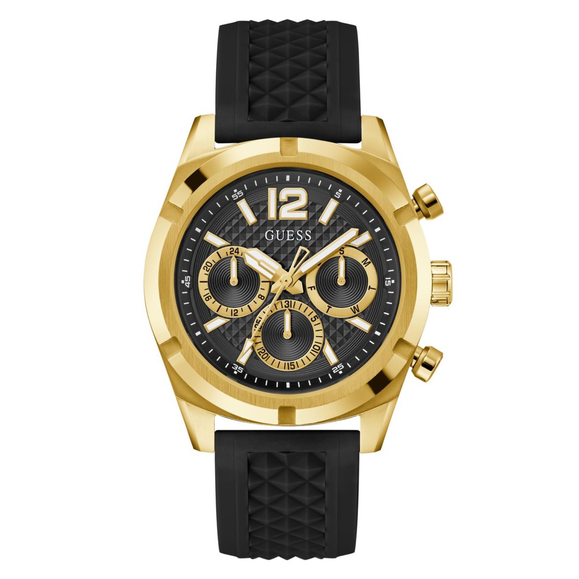 Guess Resistance Black Dial Silicone Strap Men's Watch GW0729G2