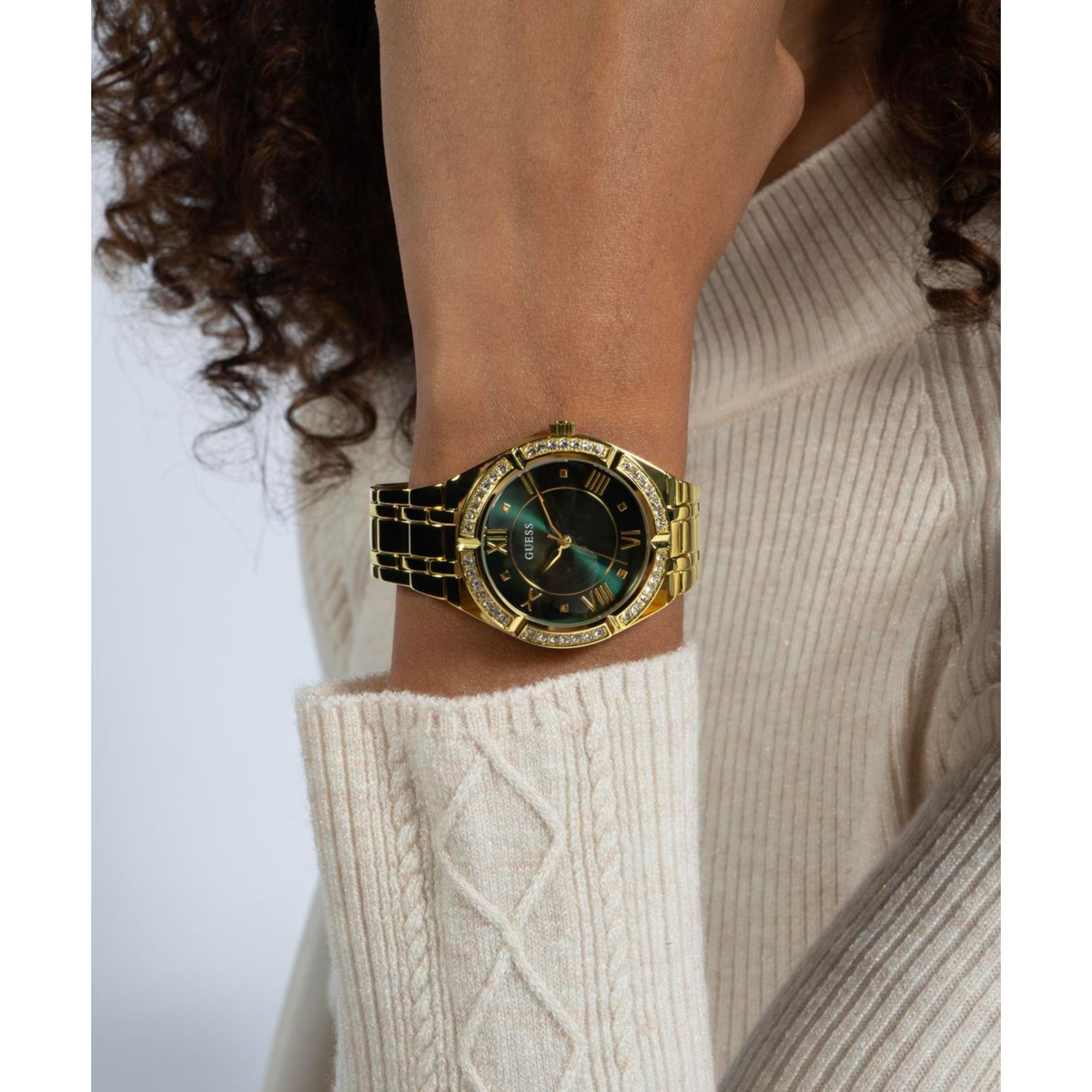 Guess Cosmo Green Dial Stainless Steel Strap Women's Watch GW0033L8