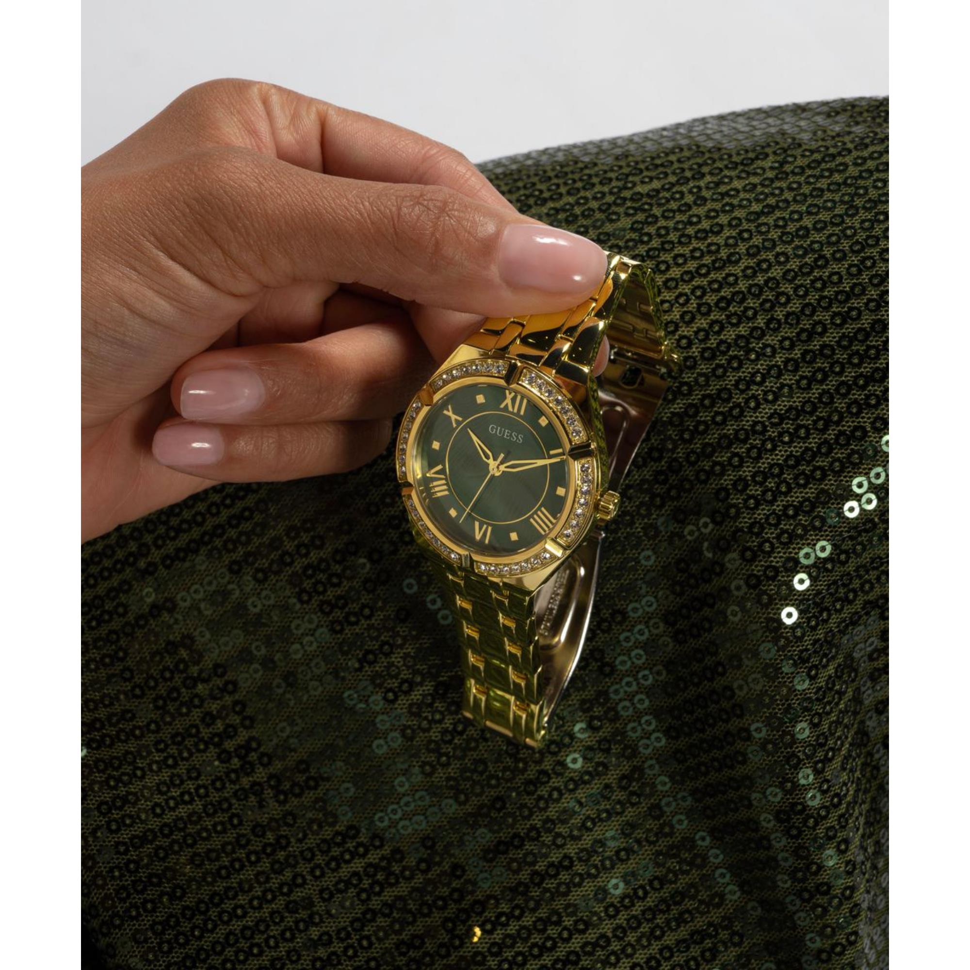 Guess Cosmo Green Dial Stainless Steel Strap Women's Watch GW0033L8