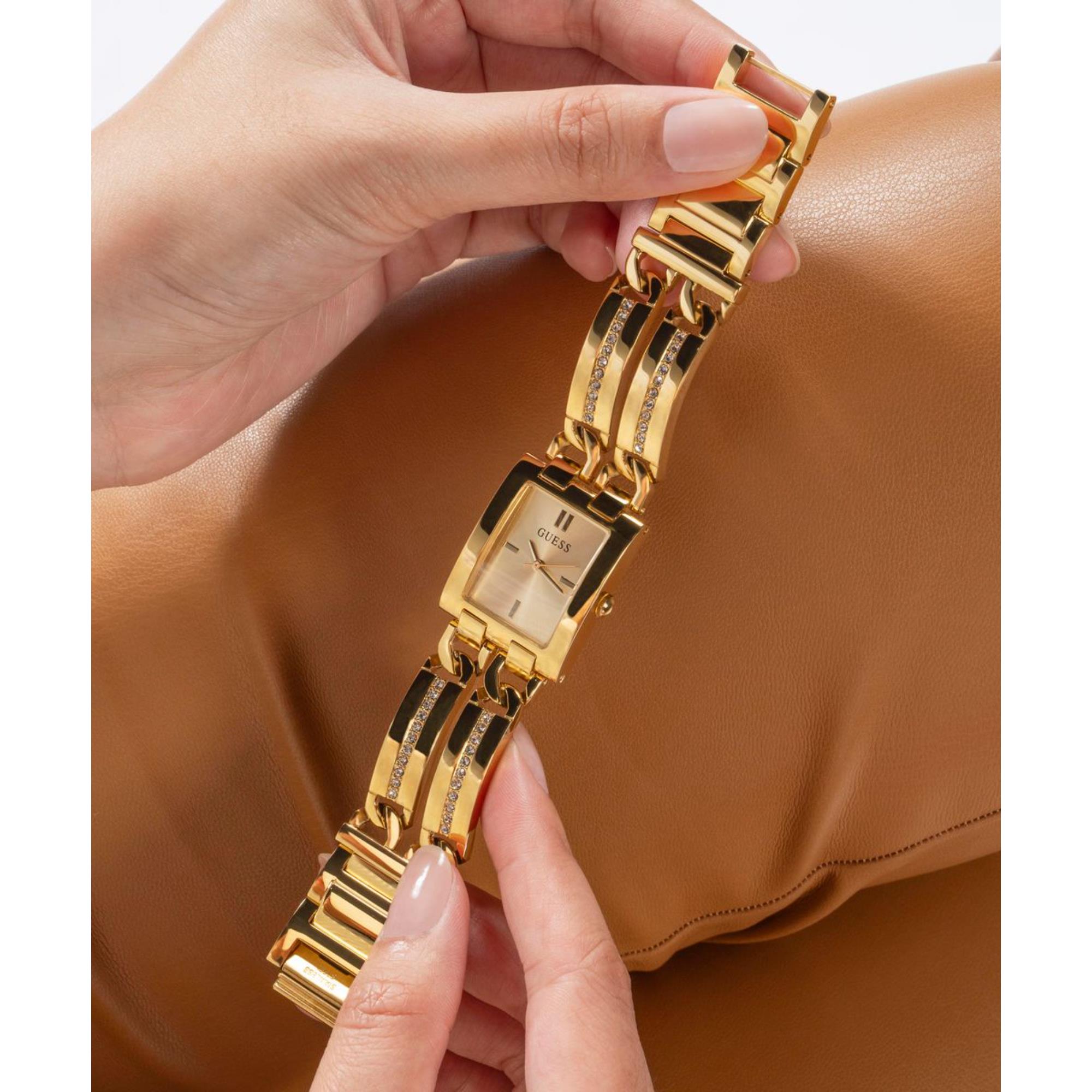 Guess Mod ID Champagne Dial Stainless Steel Strap Women's Watch GW0668L2