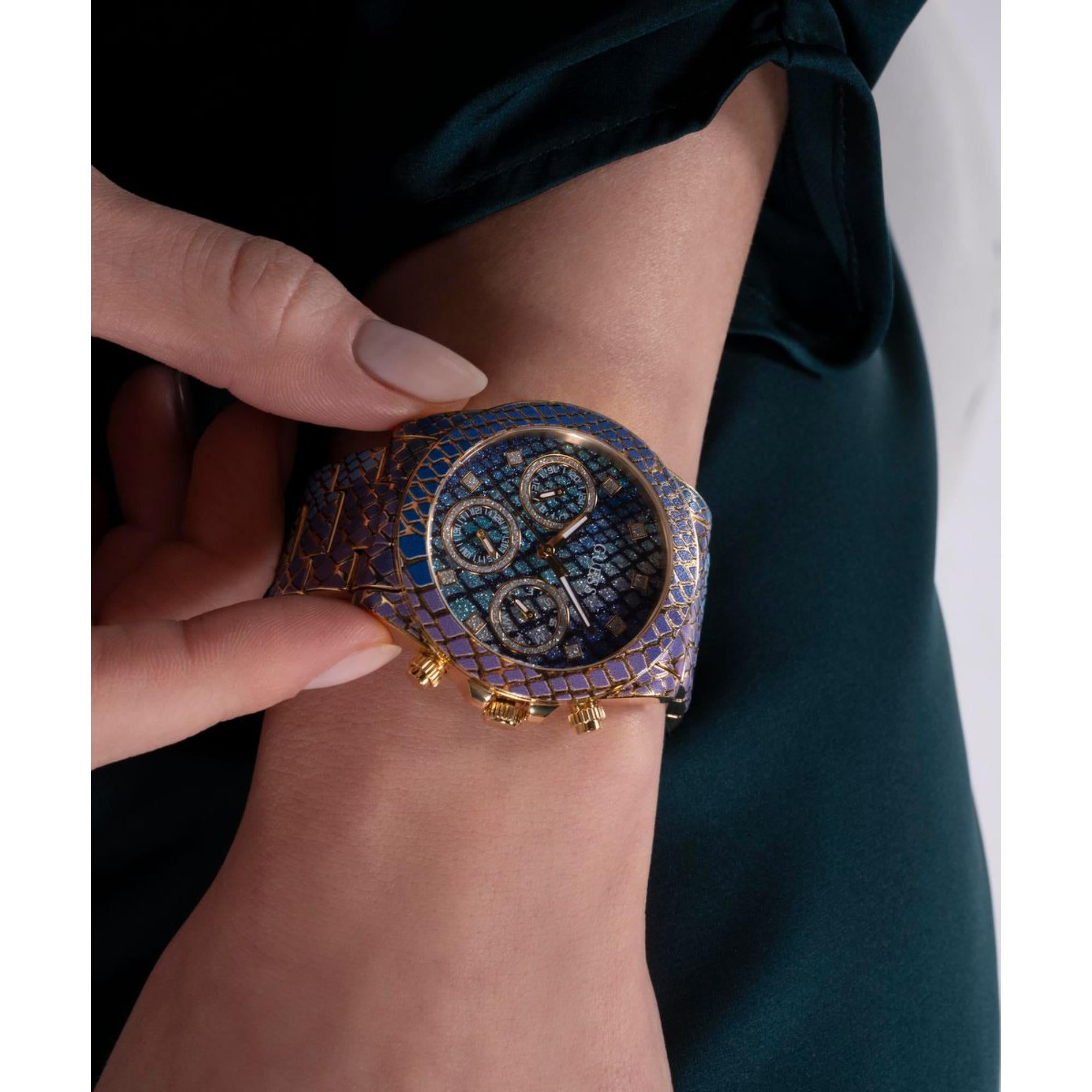 Guess Serpentina Animal Print Dial Stainless Steel Strap Women's Watch GW0752L1