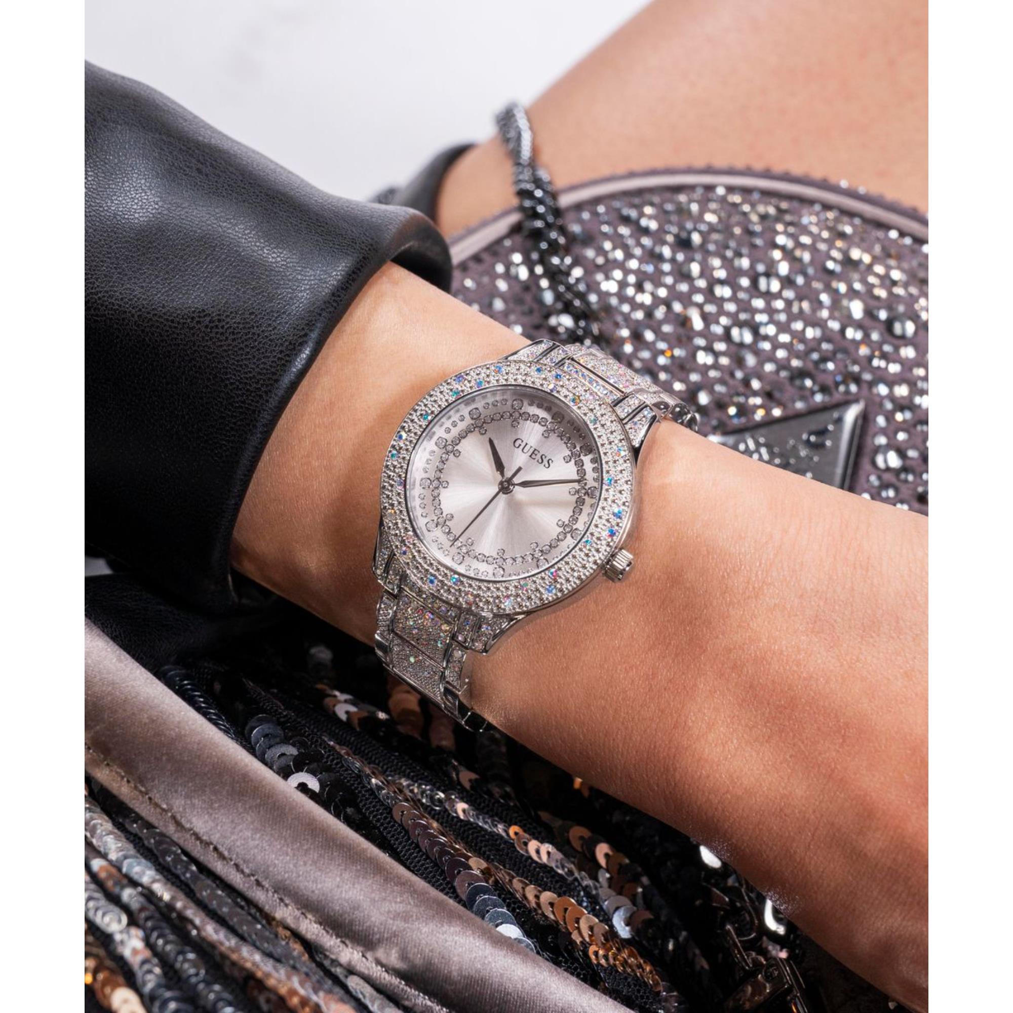 Guess Shooting Star Silver Dial Stainless Steel Strap Women's Watch GW0746L1