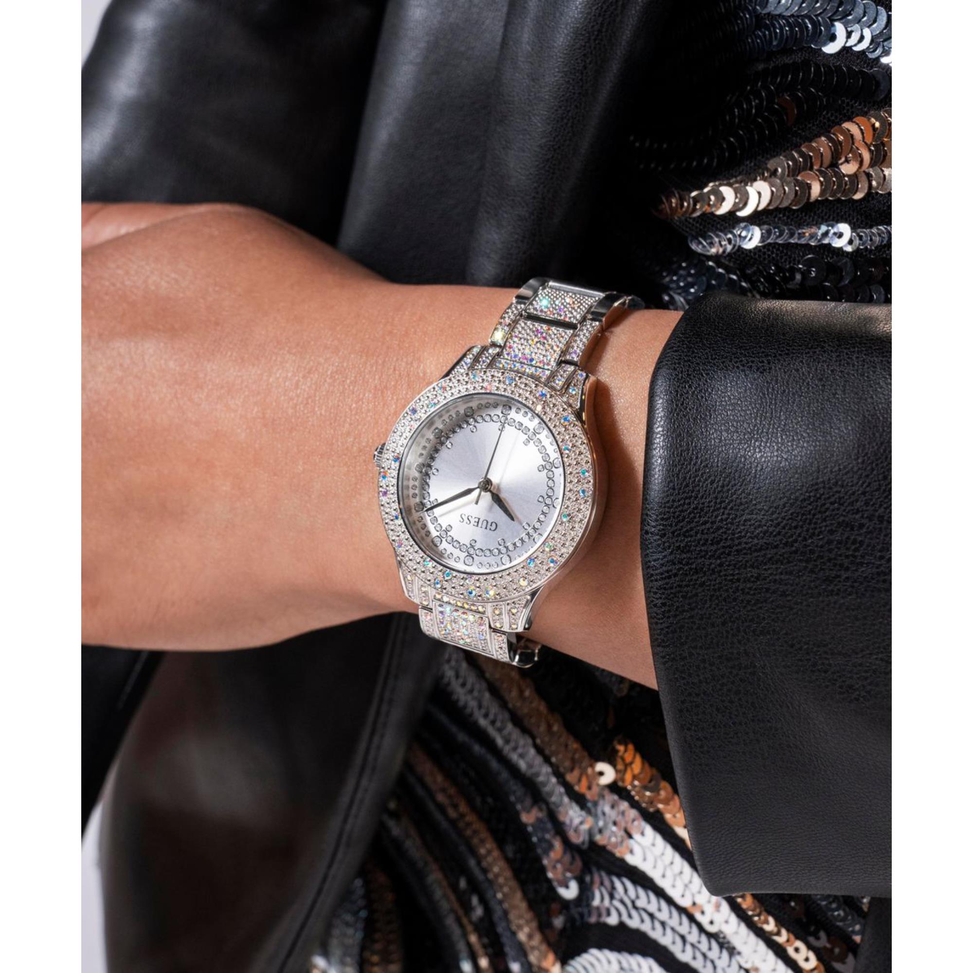 Guess Shooting Star Silver Dial Stainless Steel Strap Women's Watch GW0746L1