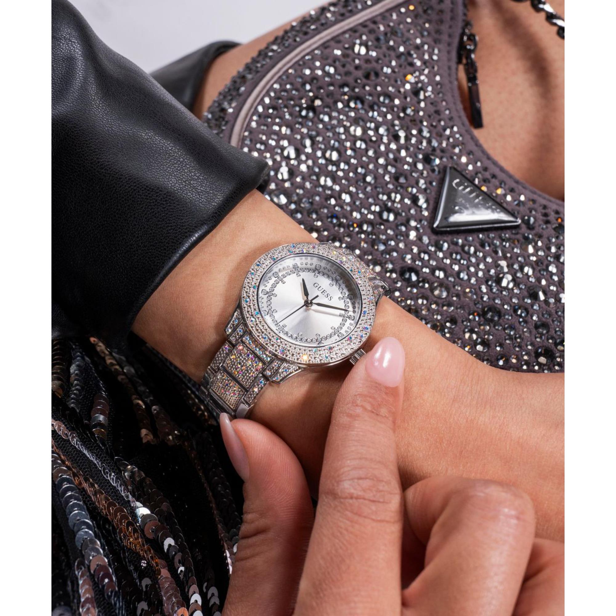 Guess Shooting Star Silver Dial Stainless Steel Strap Women's Watch GW0746L1