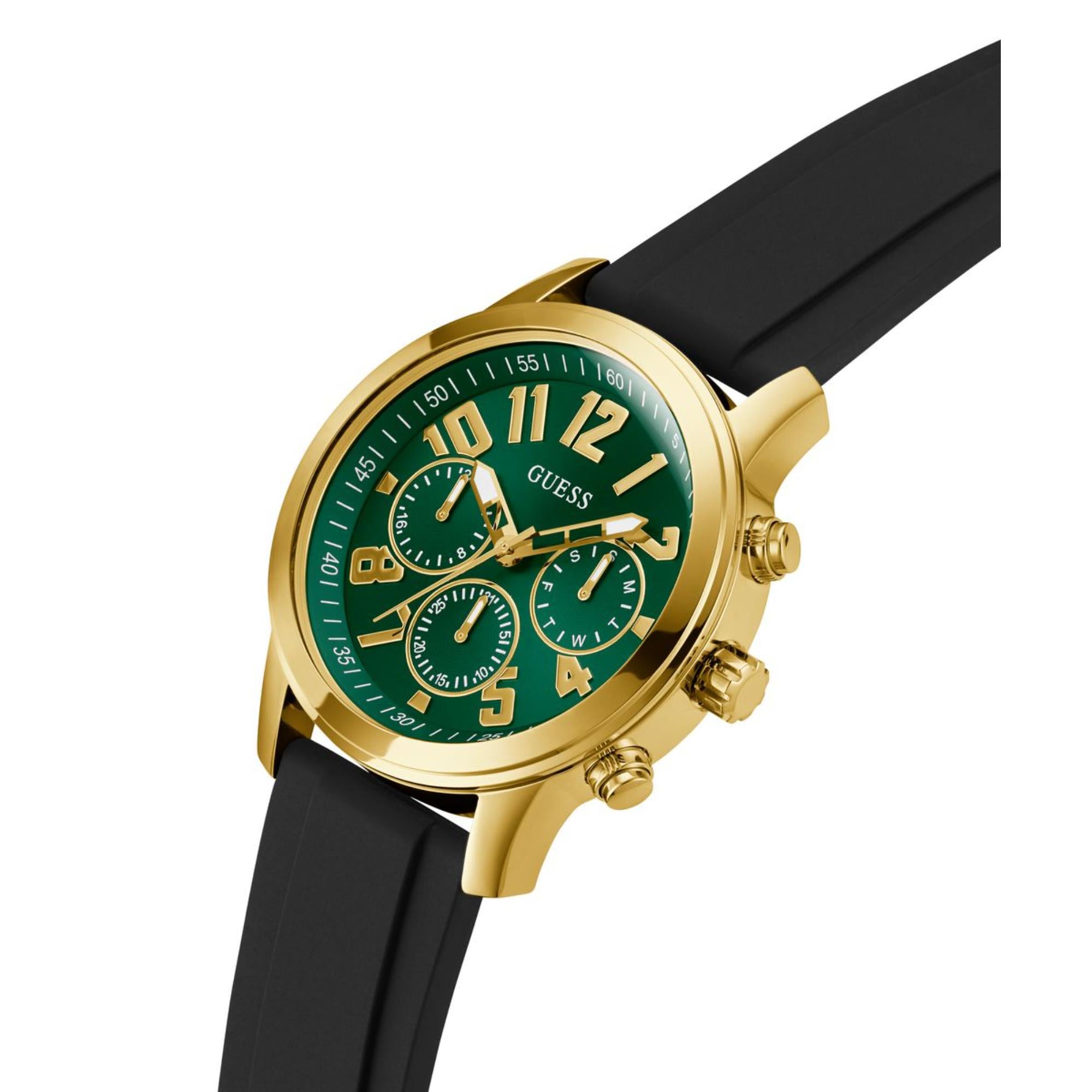 Guess Parker Green Dial Silicone Strap Men's Watch GW0708G2