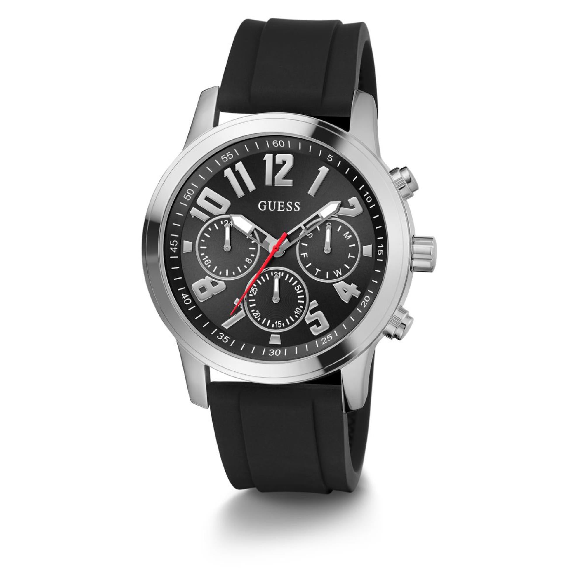 Guess Parker Black Dial Silicone Strap Men's Watch GW0708G1