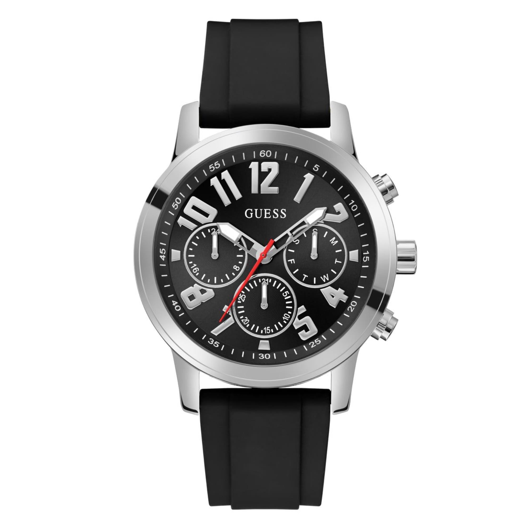 Guess Parker Black Dial Silicone Strap Men's Watch GW0708G1
