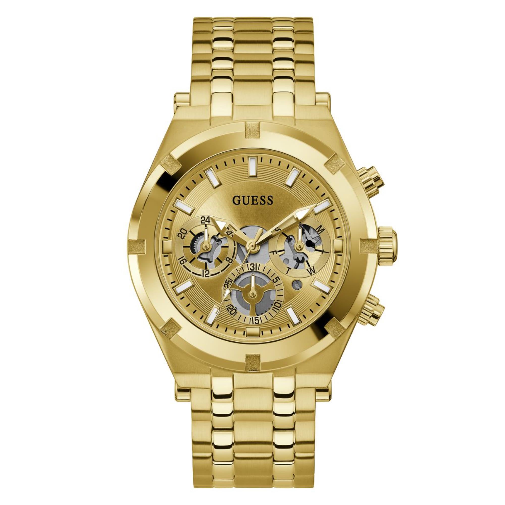 Guess Continental Champagne Dial Stainless Steel Strap Men's Watch GW0260G4