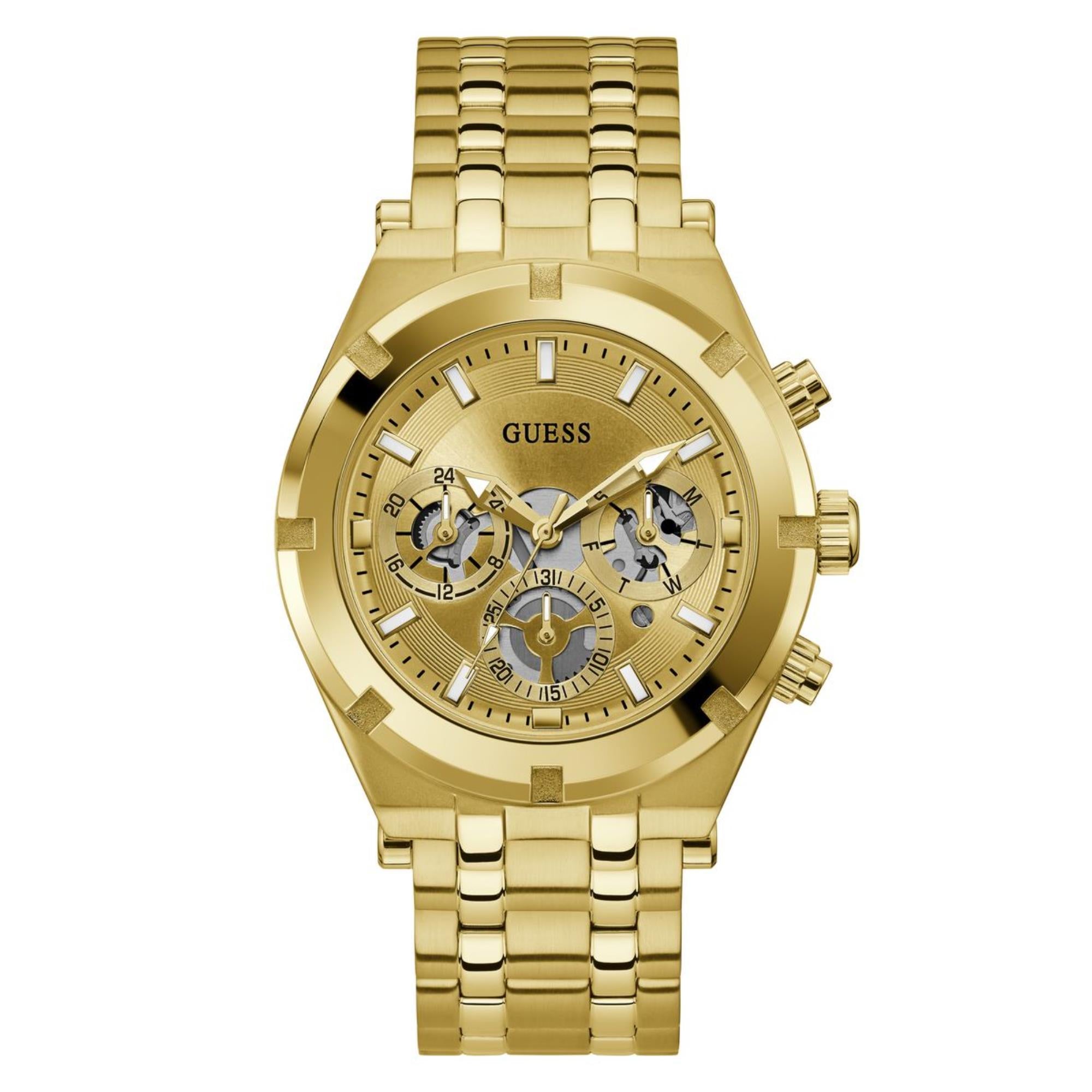 Guess Continental Champagne Dial Stainless Steel Strap Men's Watch GW0260G4