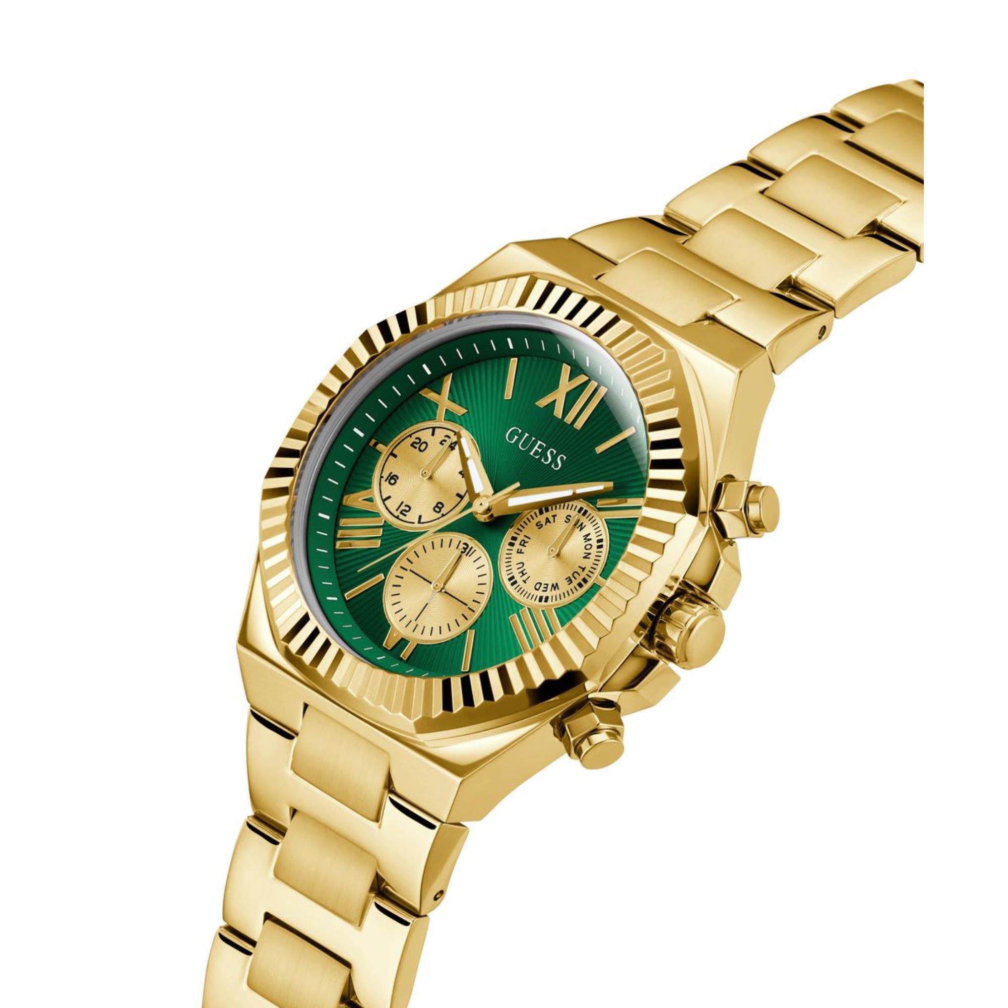 Guess Equity Green Dial Stainless Steel Strap Men's Watch GW0703G2